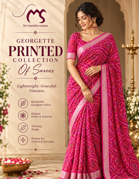 Printed georgette chiffon sarees
