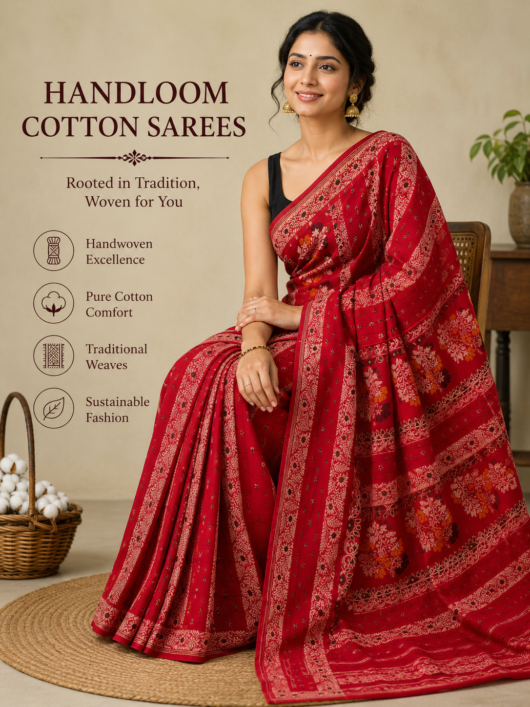 Handloom cotton sarees