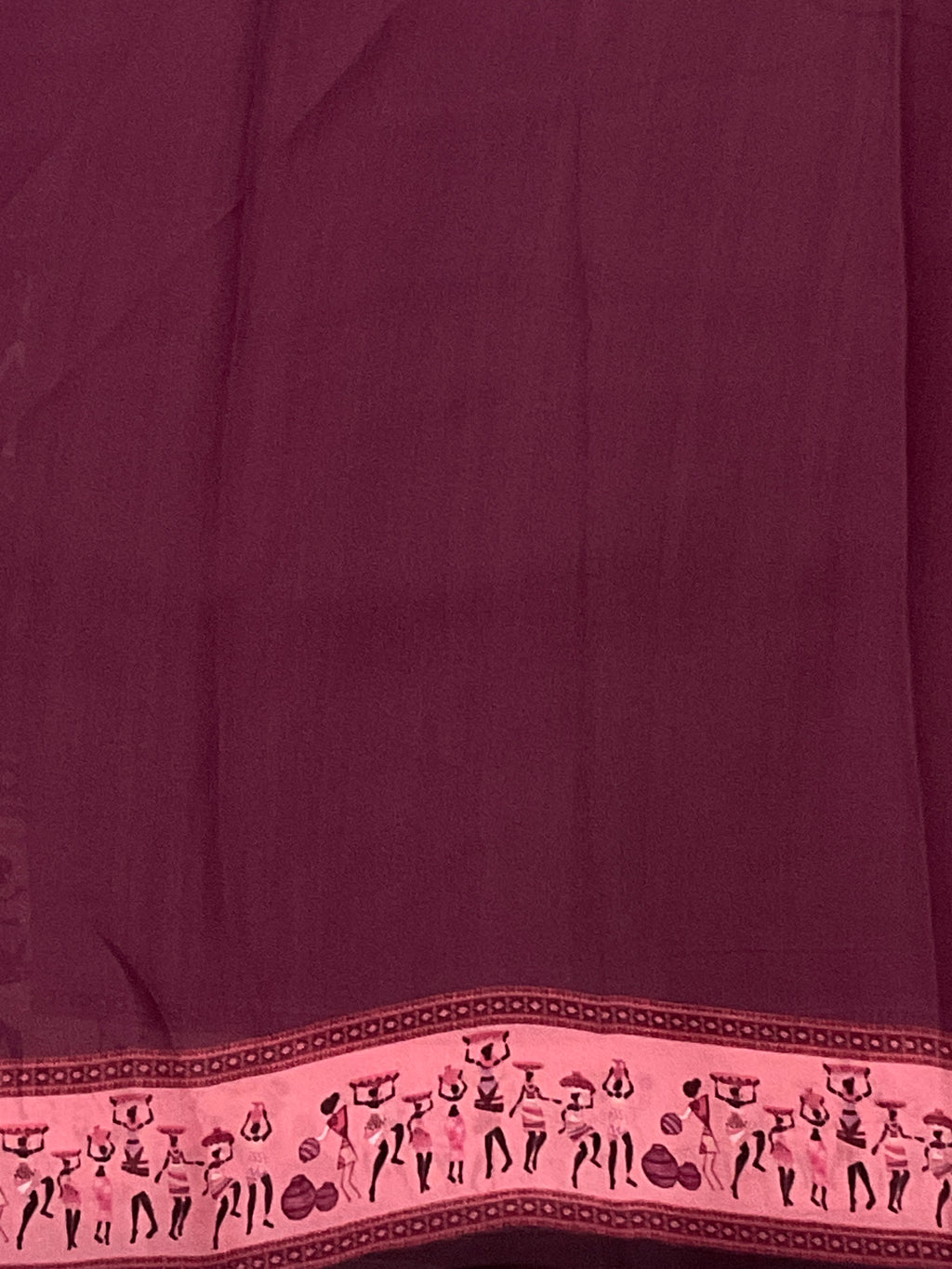 Kalamkari Vareli Printed Flowing Georgette Saree with Printed Border, Designer Pallu & Blouse – Purple
