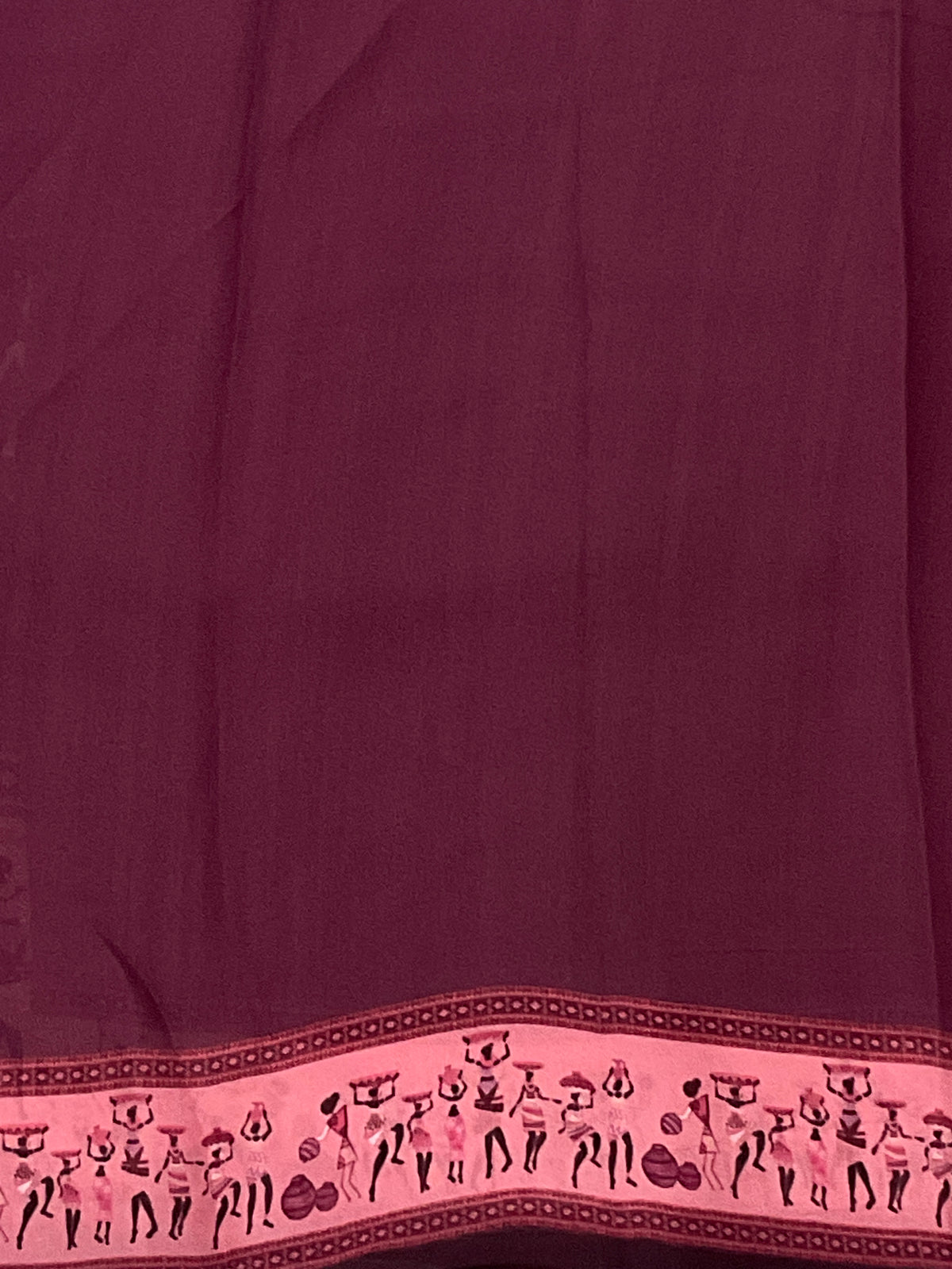 Kalamkari Vareli Printed Flowing Georgette Saree with Printed Border, Designer Pallu & Blouse – Purple