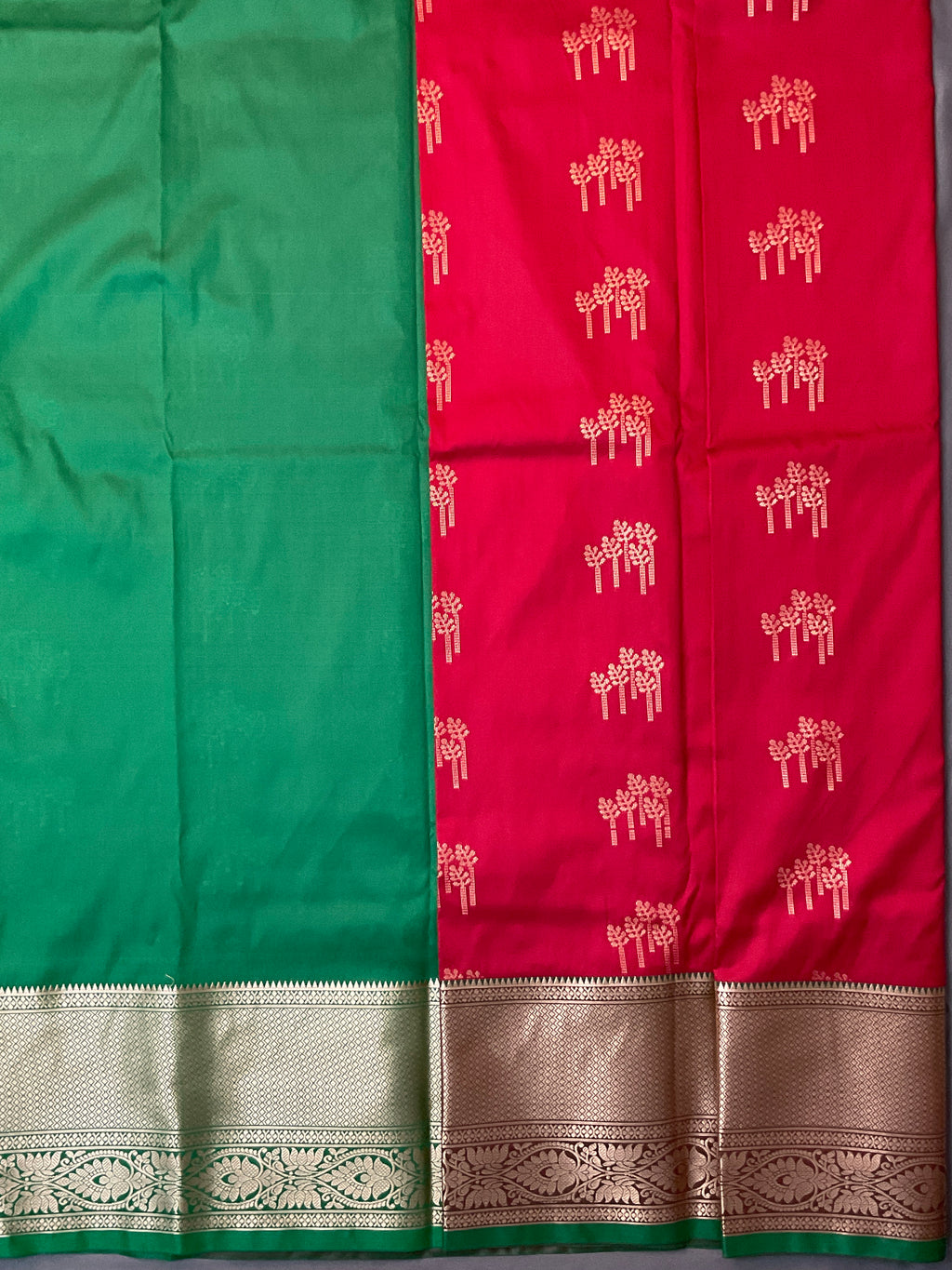 Kanchipuram Pattu Silk Saree in Red with Contrast Pallu & Kanchi Border Blouse