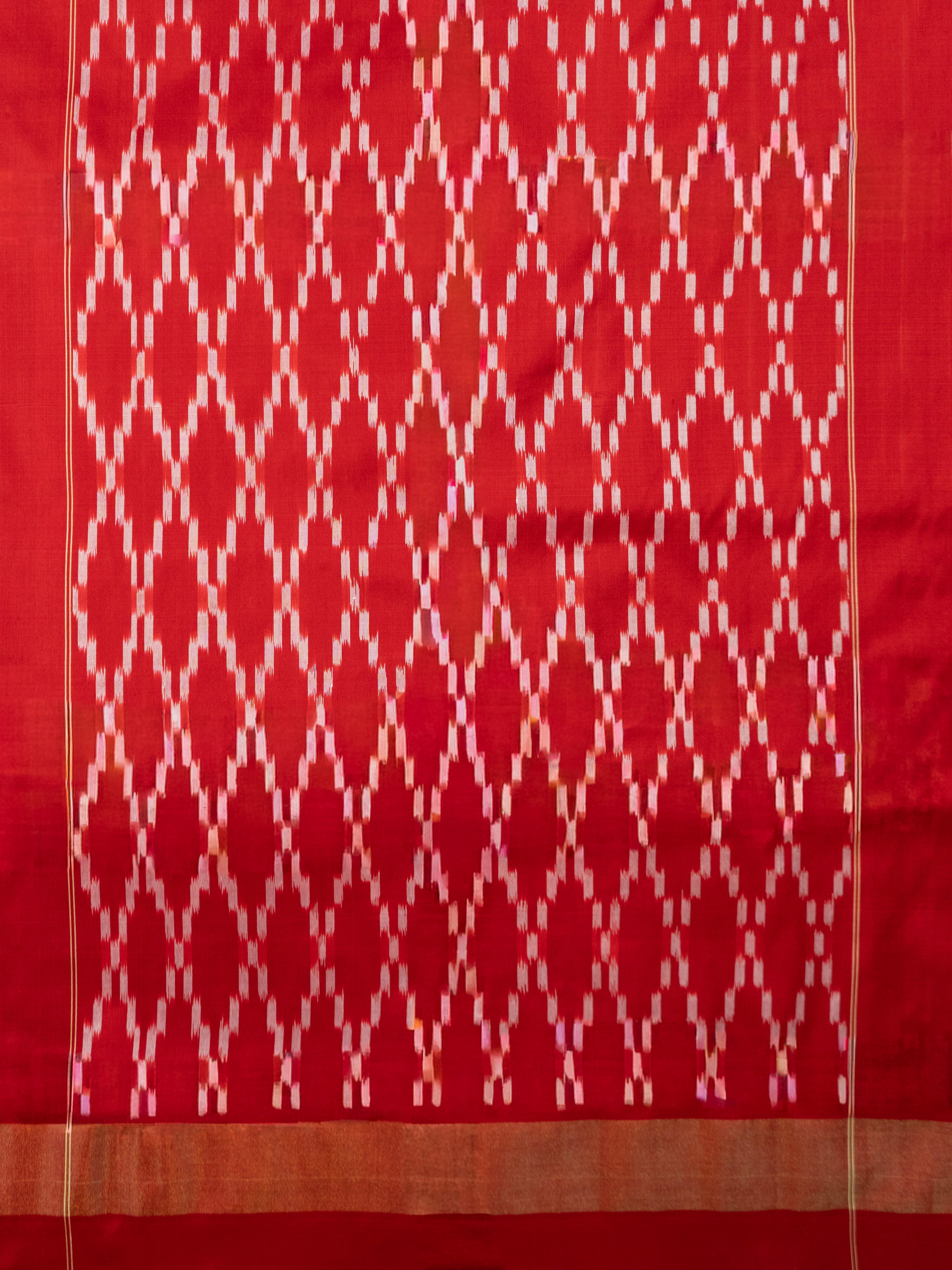 Red Pochampally Ikat Zari Saree