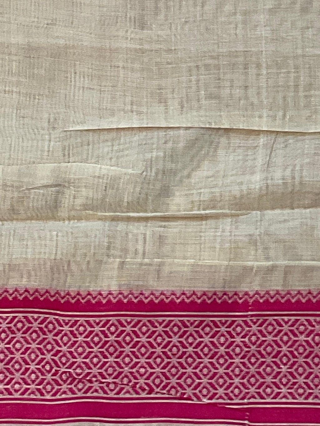 Baby Pink Kalamkari Cotton-Linen Saree