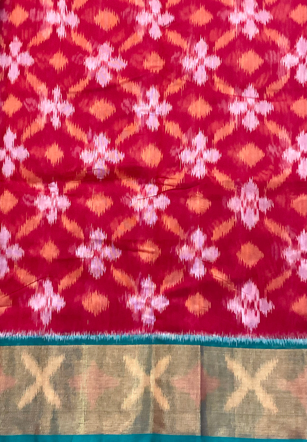 Red & Green Pochampally Sico Silk Saree
