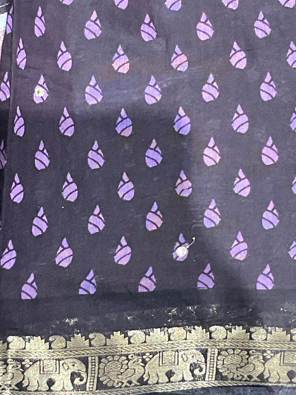 Lavender Kalamkari Mirror Silk Saree