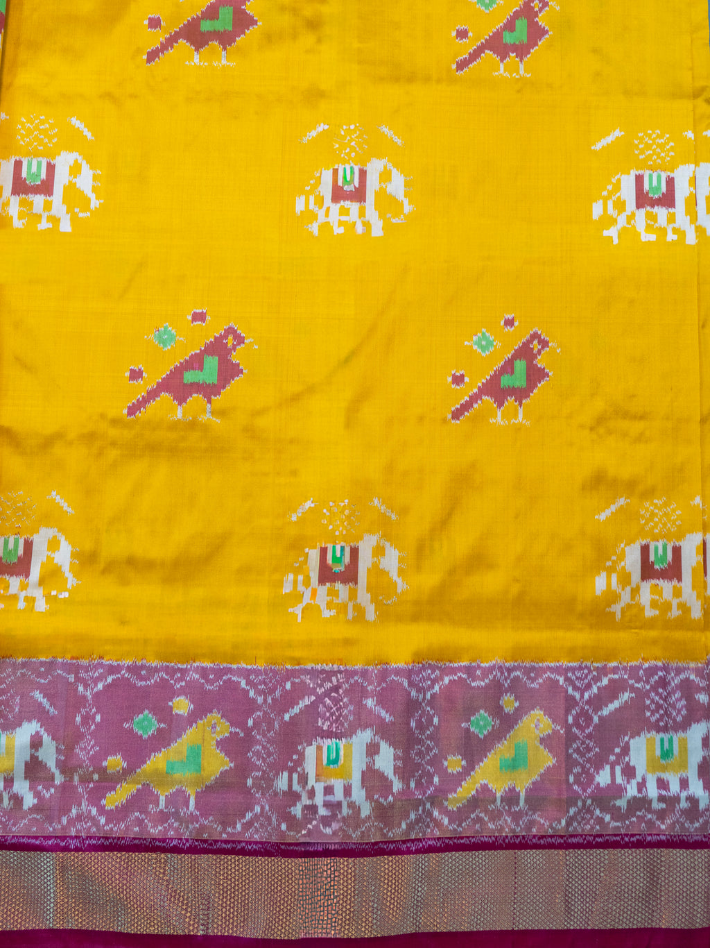 Yellow Pochampally Ikat Silk Saree