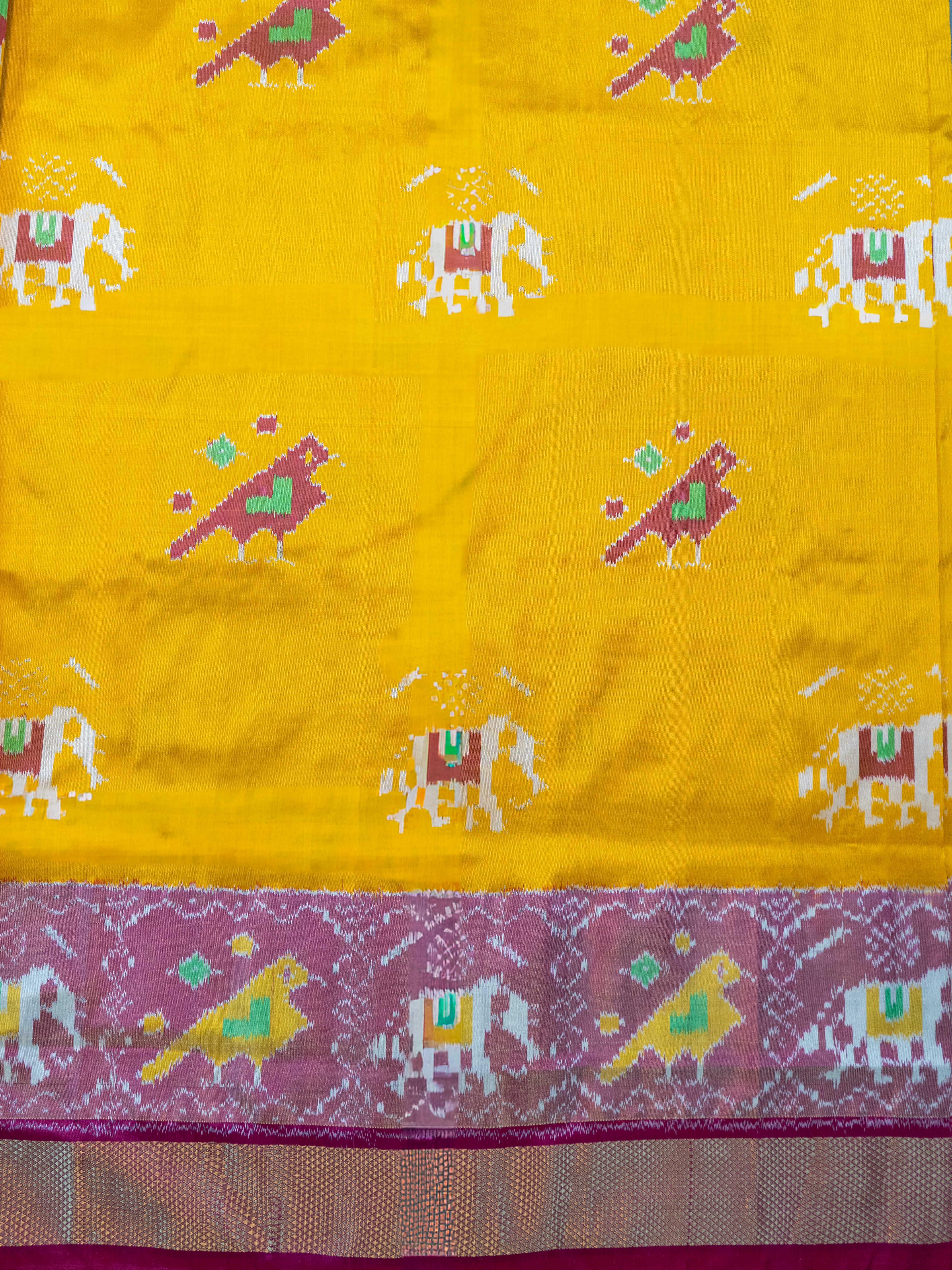 Yellow Pochampally Ikat Silk Saree