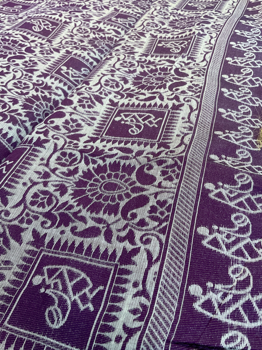 Purple Kalamkari Cotton-Linen Saree