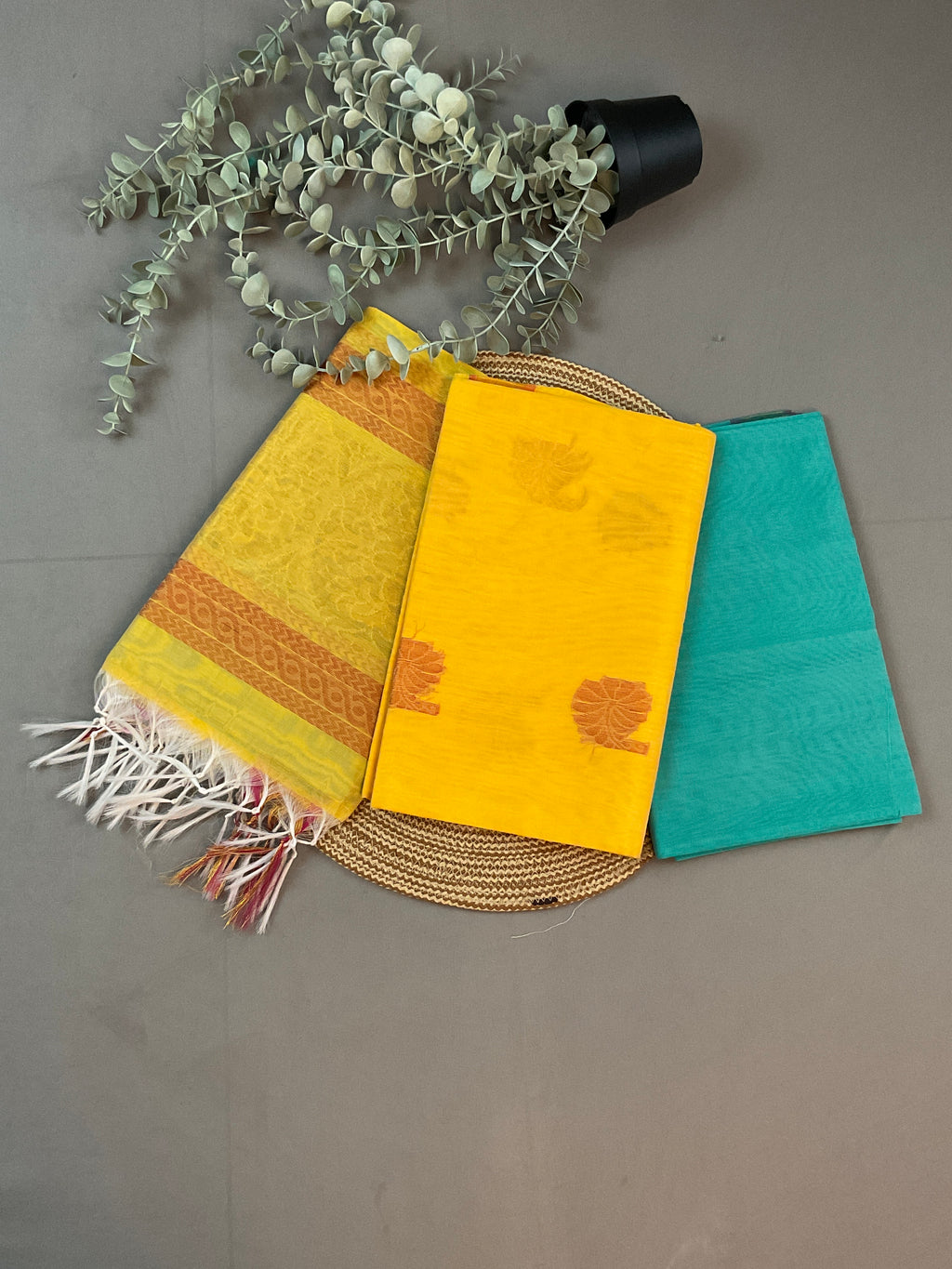 Mustard Pochampally Dress Material