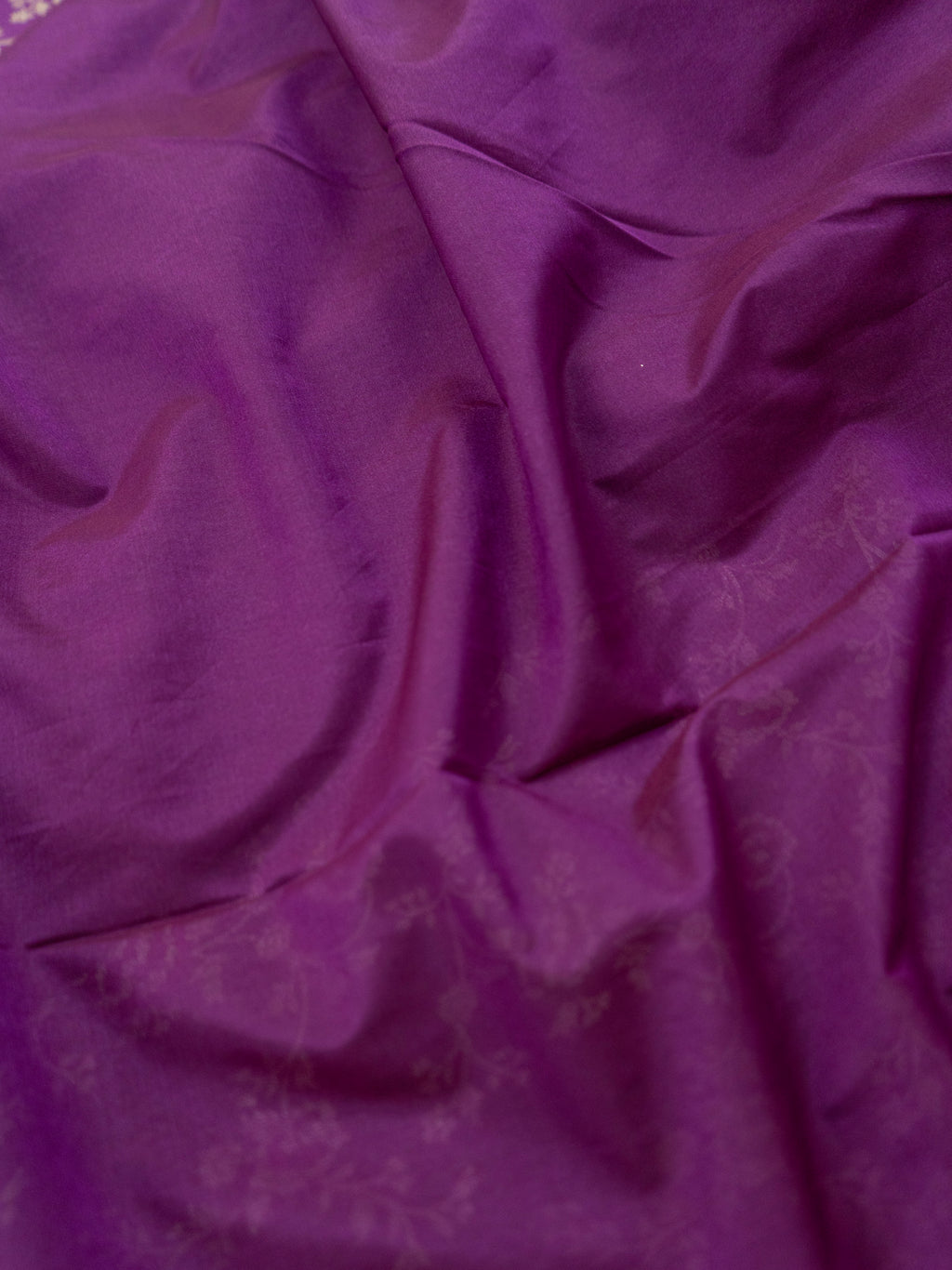Pure Banarasi Katan Silk Saree in Purple with Silver Zari & Rich Zari Pallu
