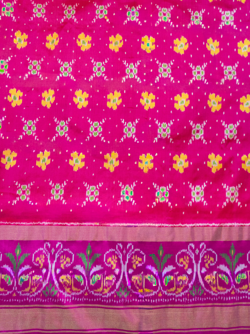Deep Pink Pochampally Ikat Saree