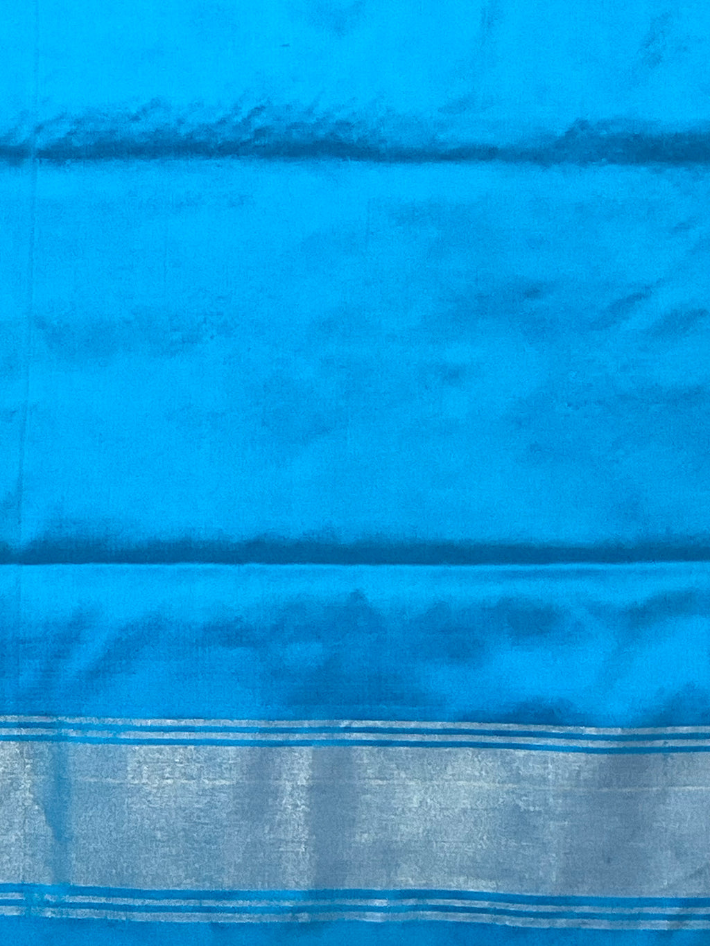 Peach Pink Pochampally Zari Silk Saree with Contrast Sky Blue Pallu & Plain Blouse