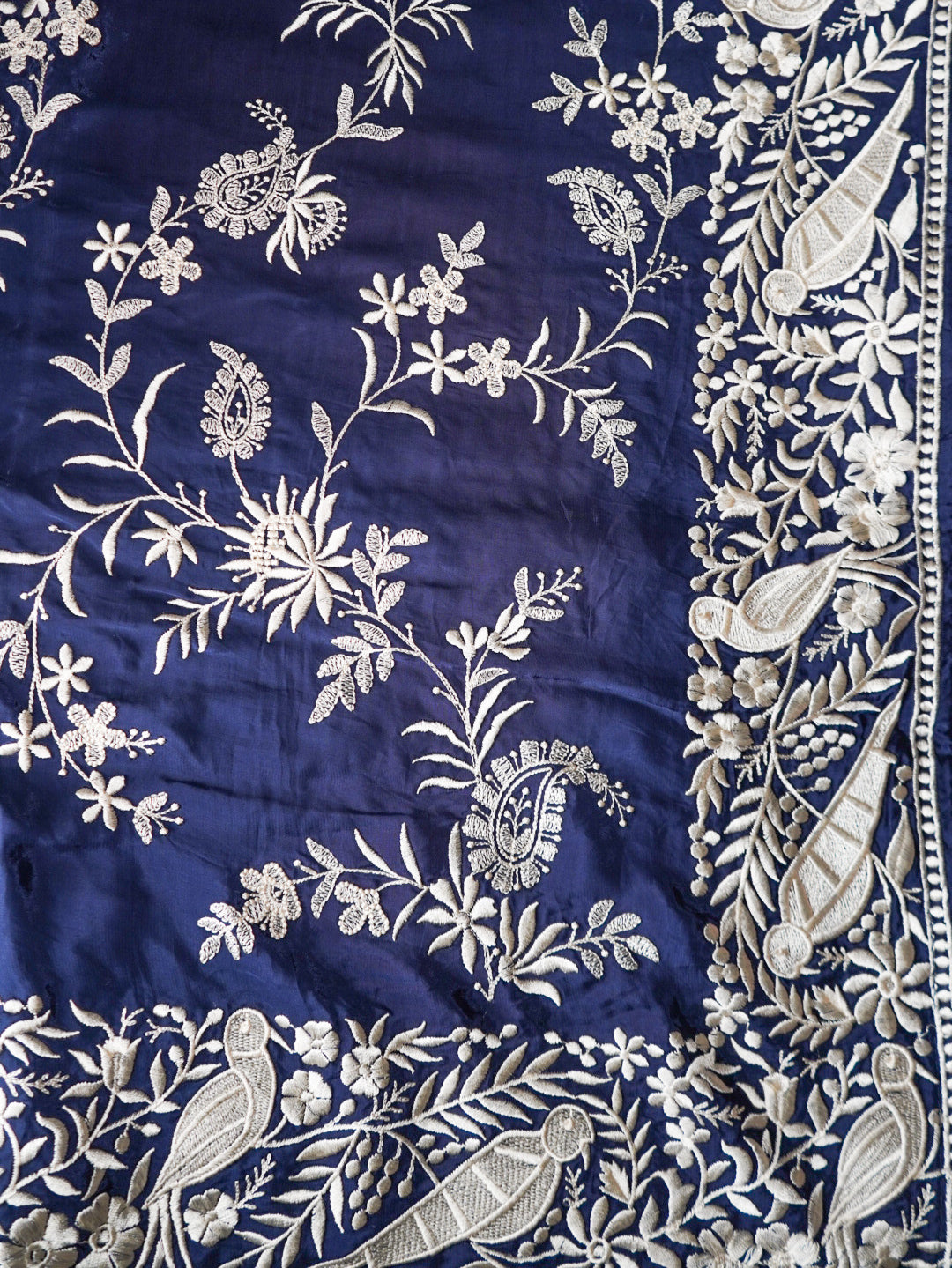 Royal Blue Handloom Pure Silk Saree – Heavy White Thread Work Designer Saree
