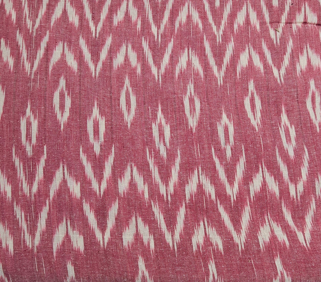 Deep Pink Pochampally Ikkat Handloom Cotton Fabric (Per Metre)