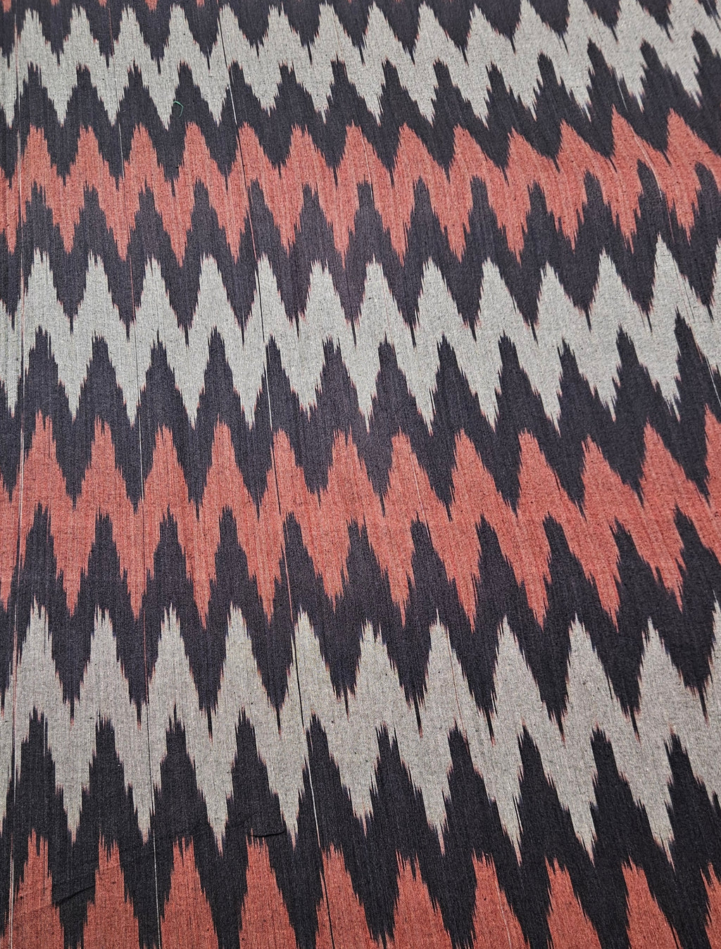Grey & Pink Multicolour 3D Ikkat Handloom Cotton Fabric (Per Metre)