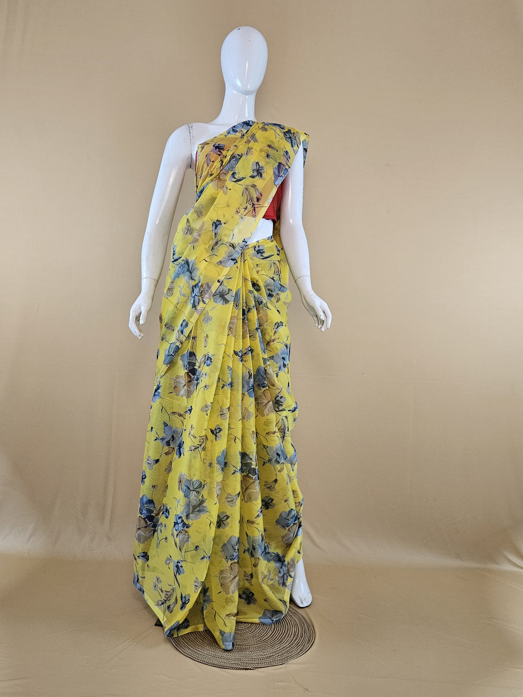 Garden Vareli Nara Chiffon Saree (Saree Only) — Yellow