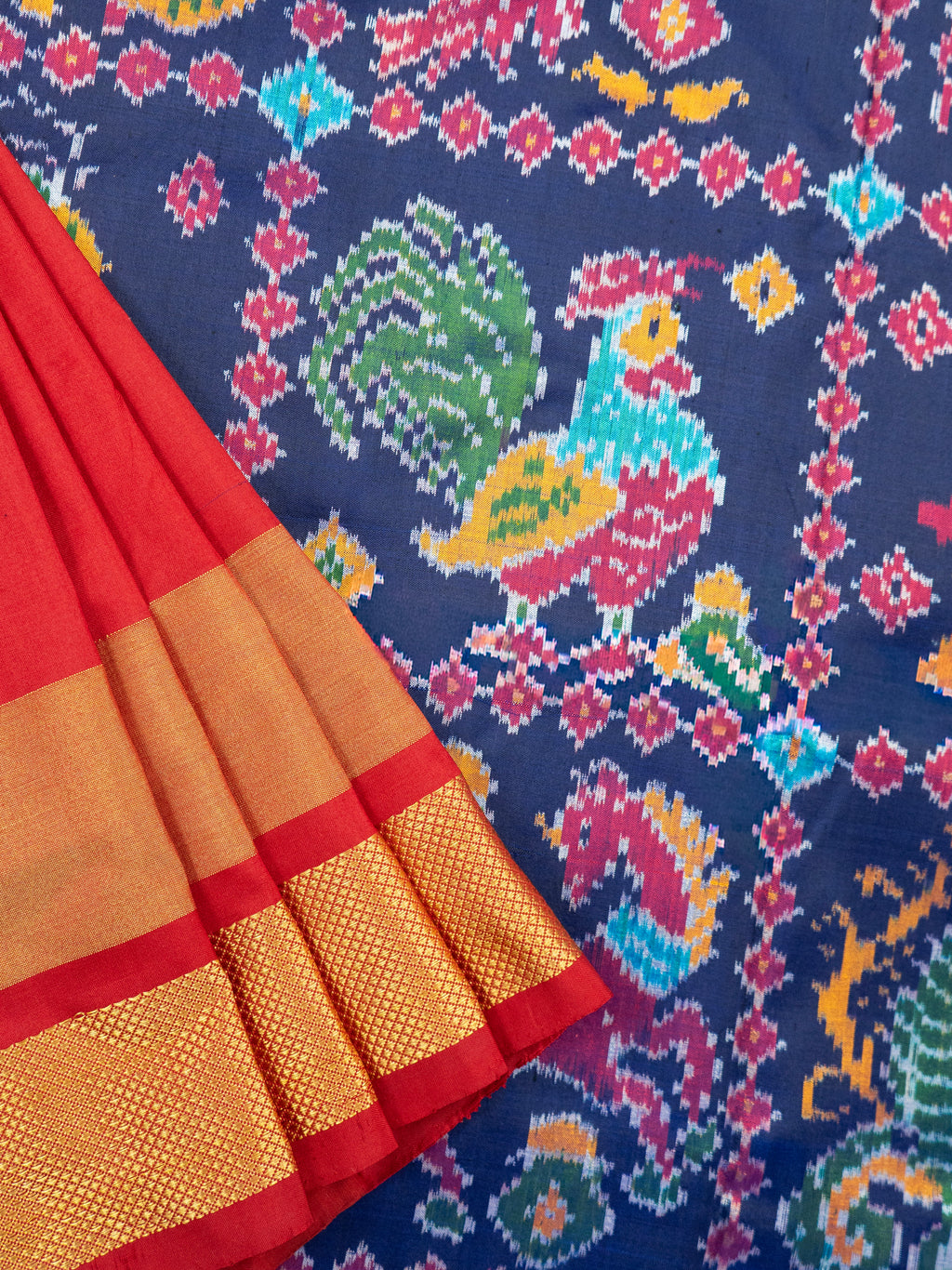 Blue Pochampally Animal Ikat Saree