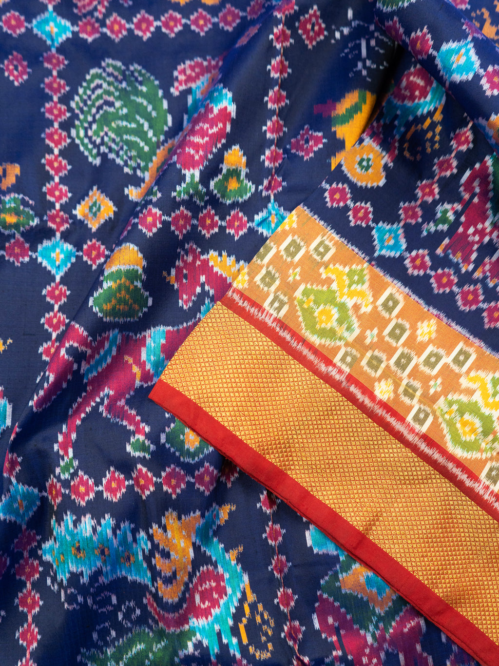 Blue Pochampally Animal Ikat Saree