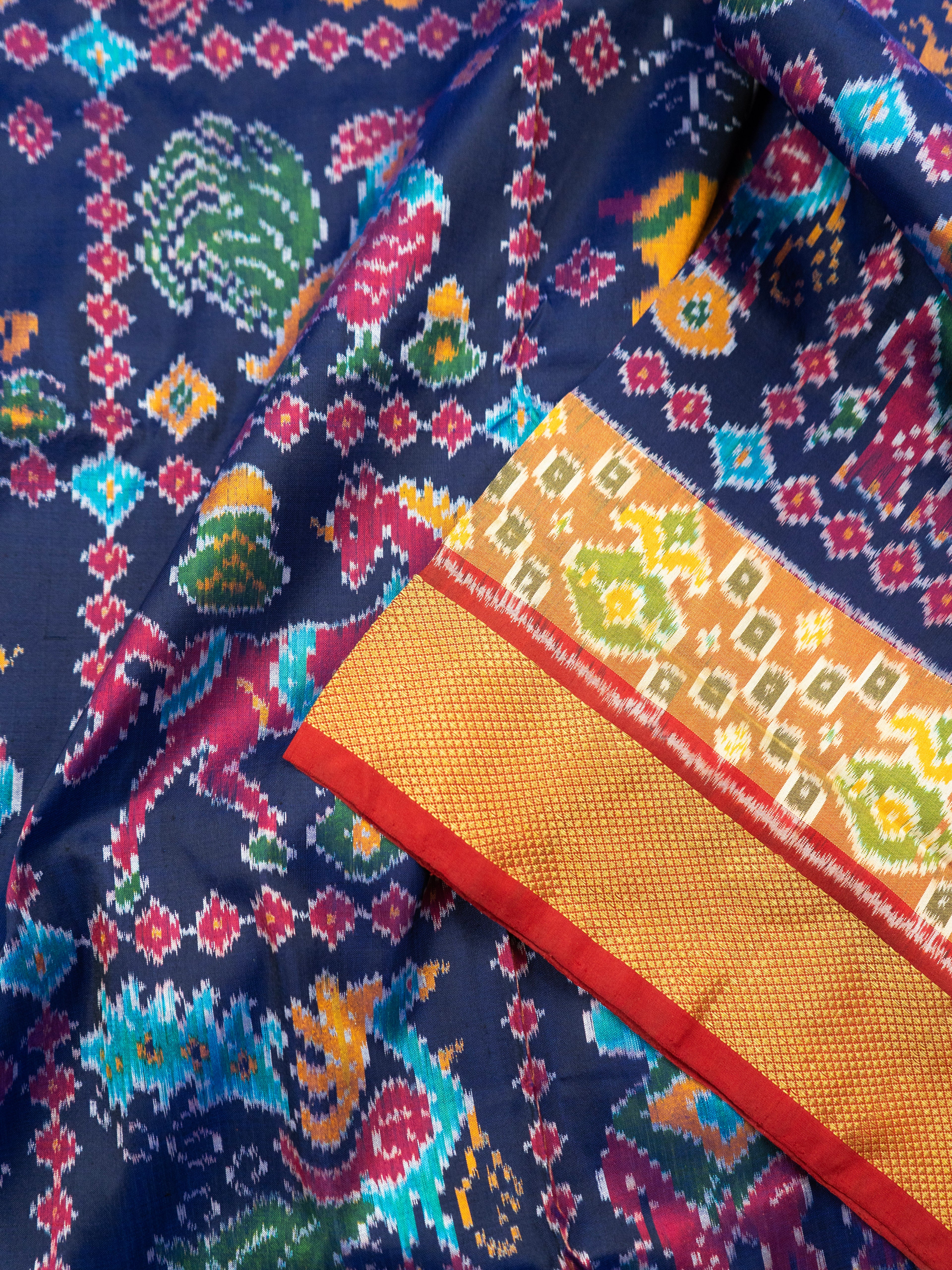 Blue Pochampally Animal Ikat Saree