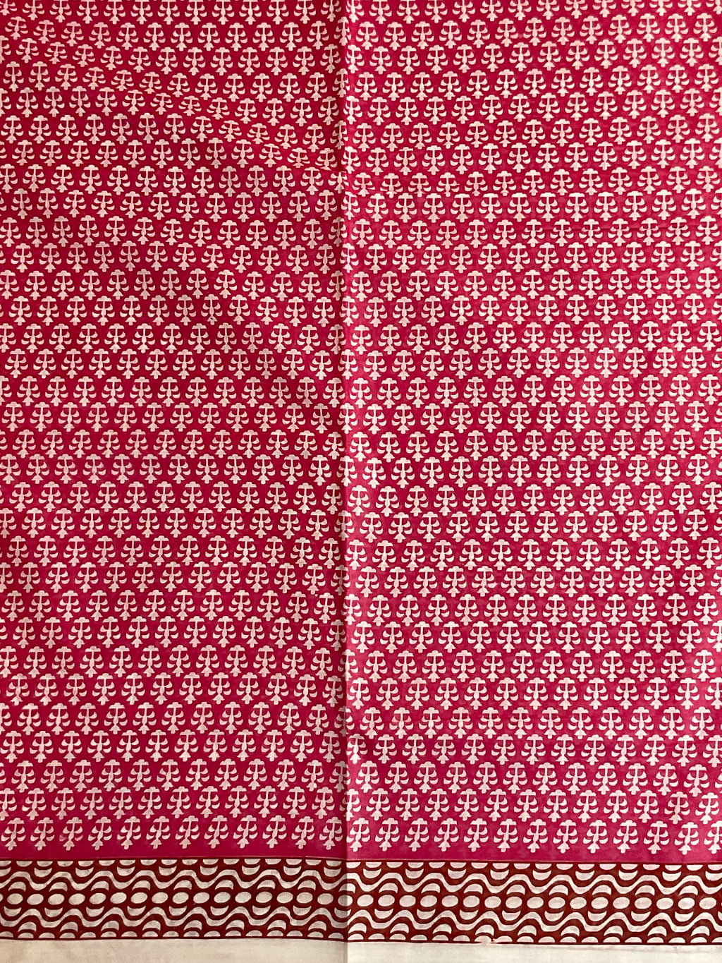 Pink Floral Printed Cotton Saree with Blouse (Design 2)