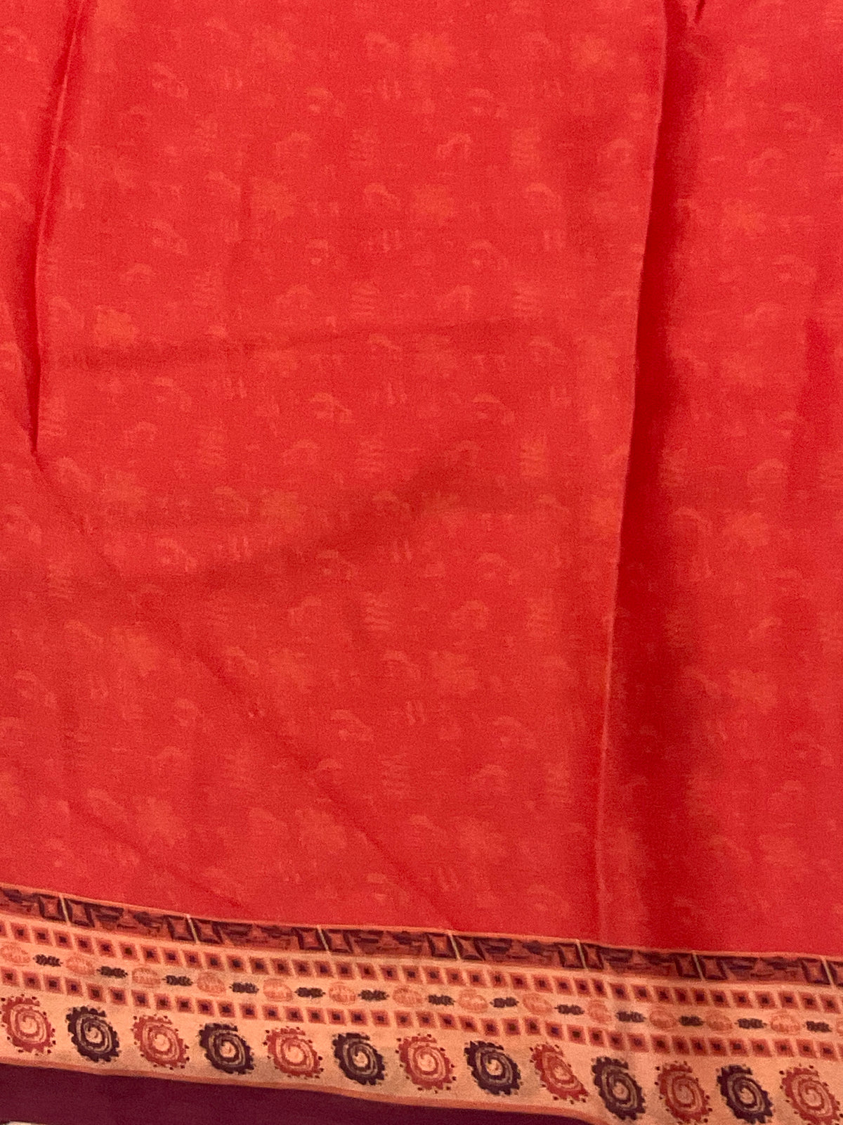 Kalamkari Vareli Printed Flowing Georgette Saree with Printed Border, Designer Pallu & Blouse – Orange
