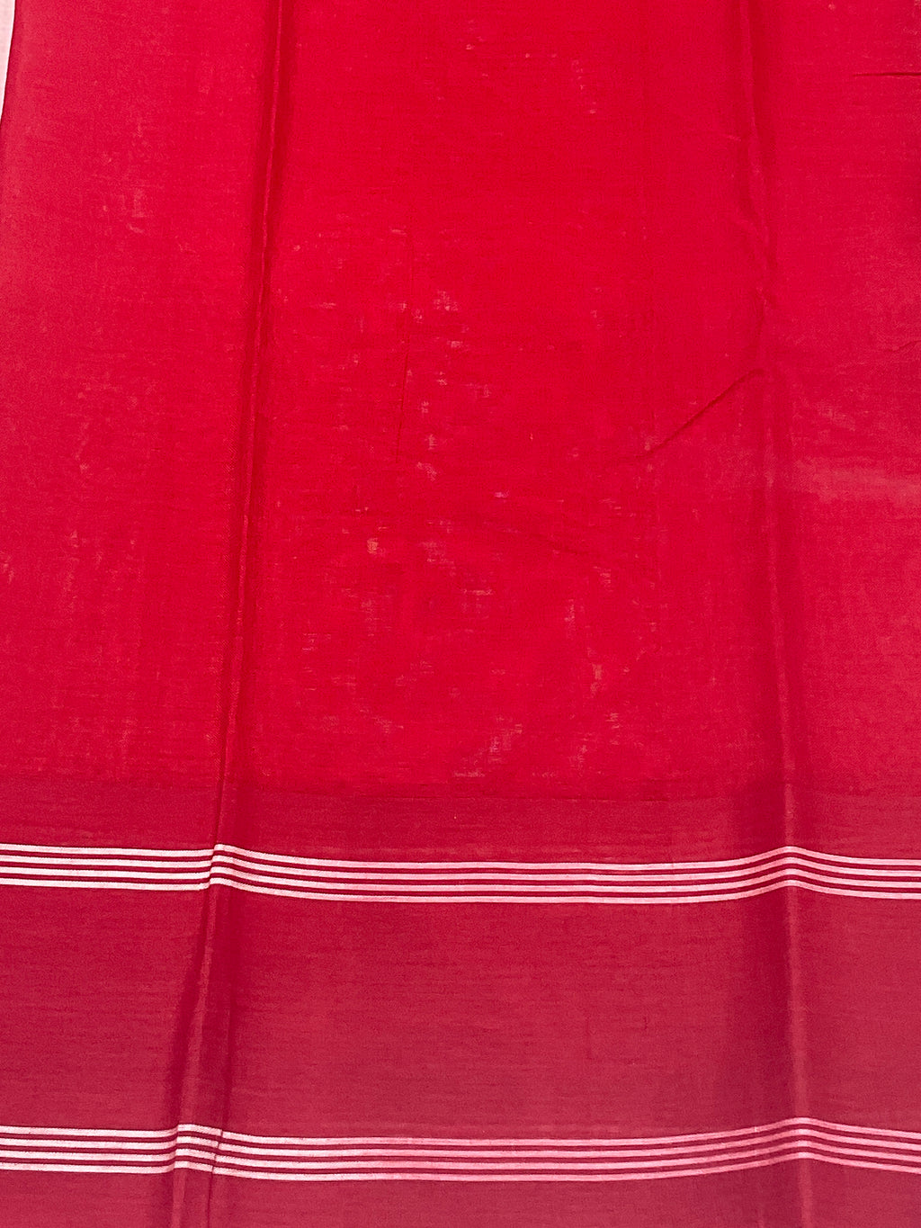 White Pochampally Ikat Cotton Saree with Red Border & Blouse