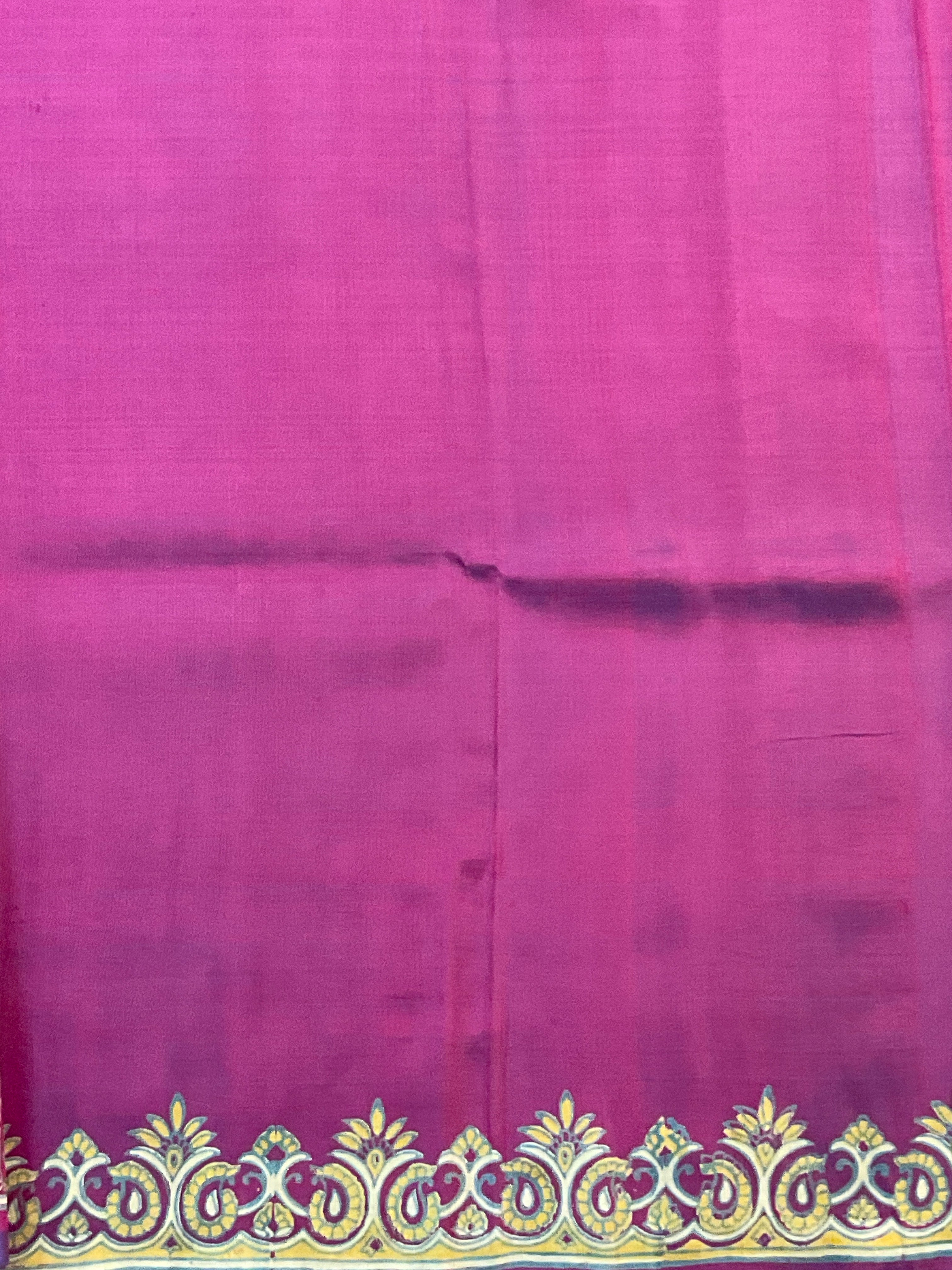 Kalamkari Hand Block Printed Pure Silk Saree in Purple with Designer Pallu & Blouse