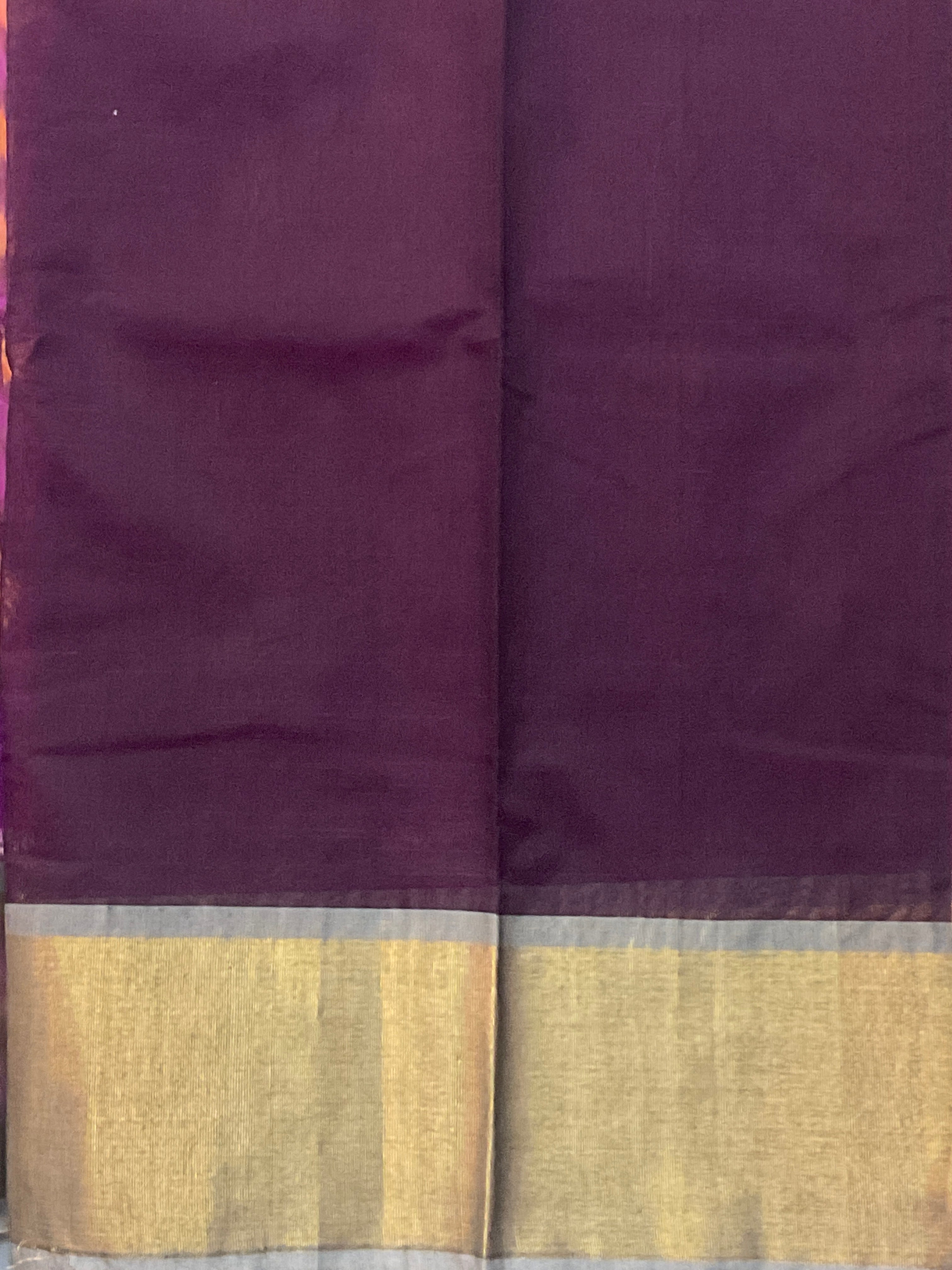 Purple & Mustard Pochampally Sico Silk Saree