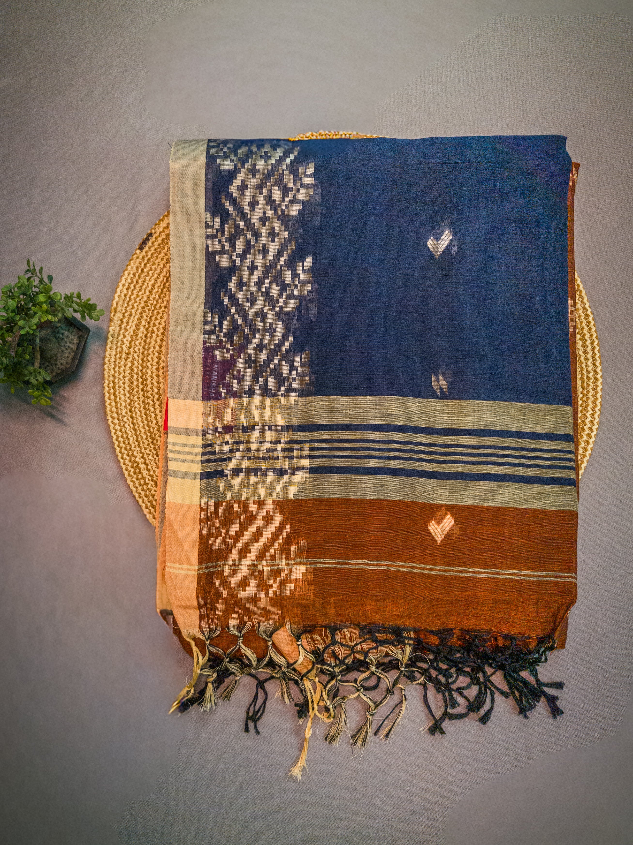 Orange Pochampally Cotton Saree