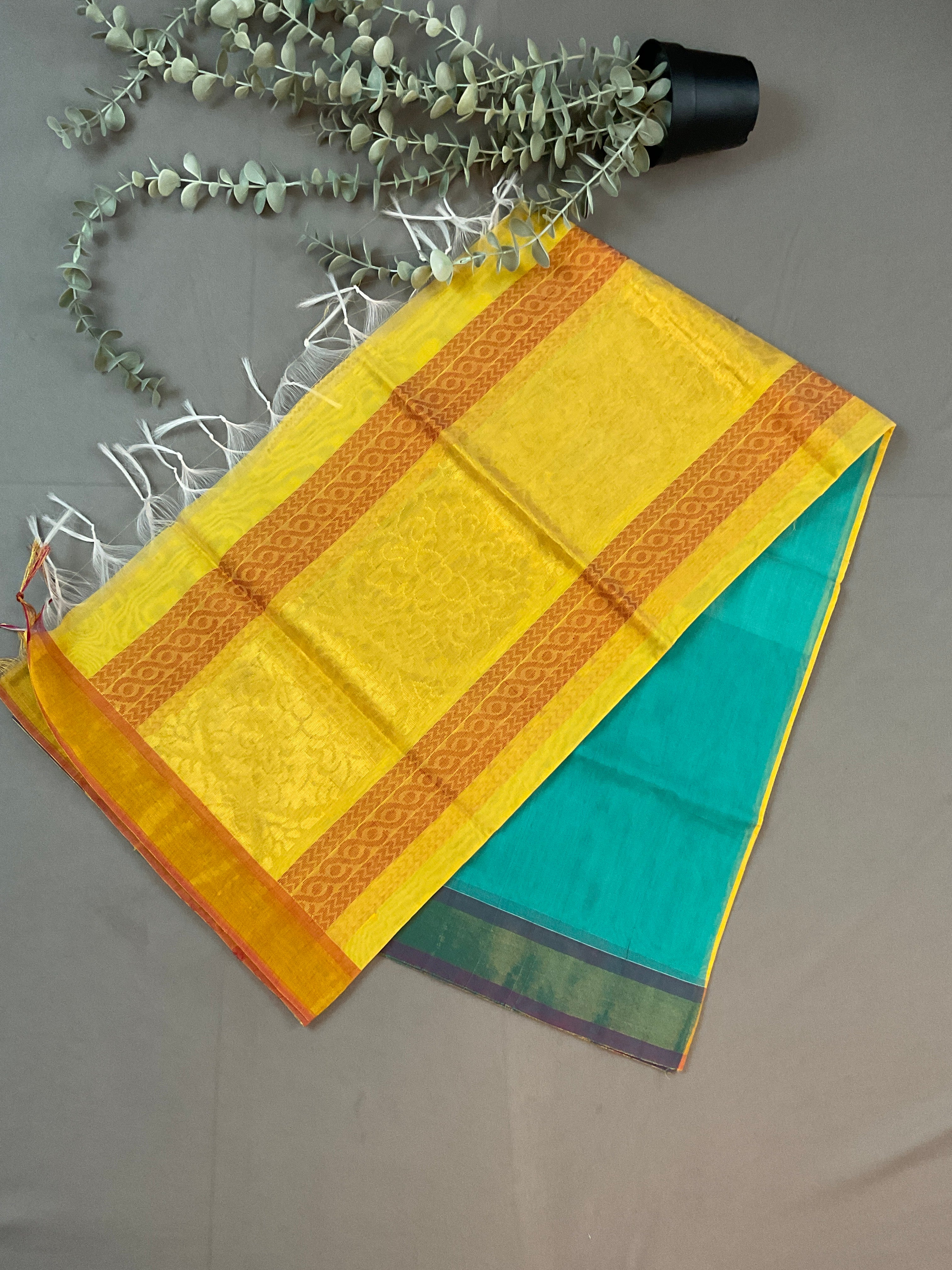 Mustard Pochampally Dress Material