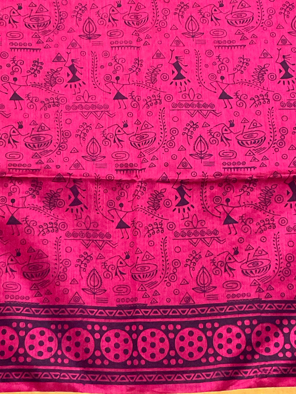 Handloom cotton silk saree in Kalamkari Vareli printing all over with blouse