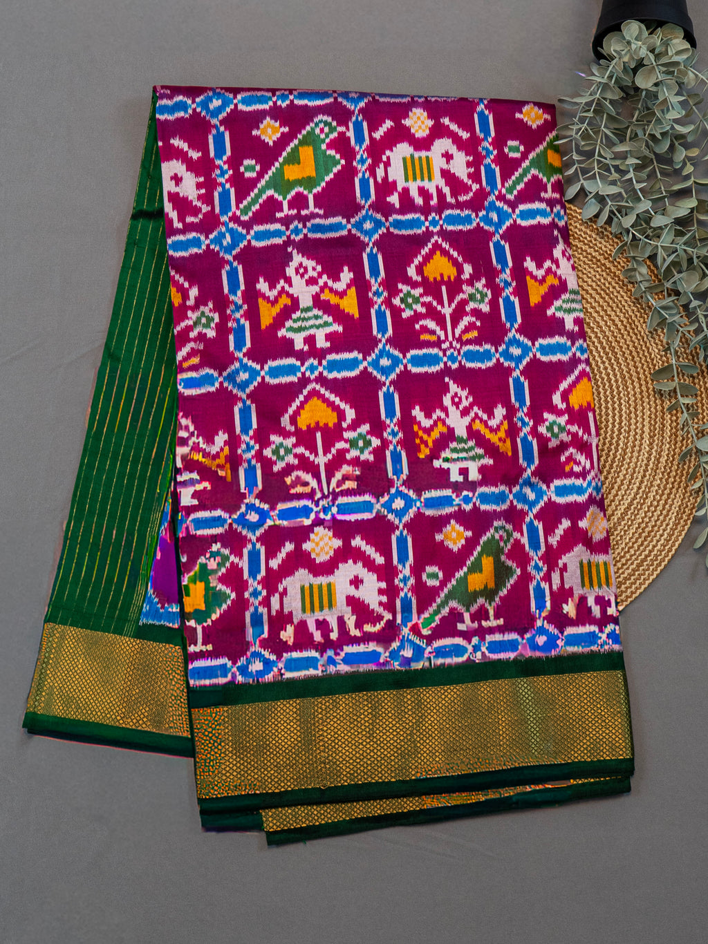 Pink Pochampally Ikat Silk Saree