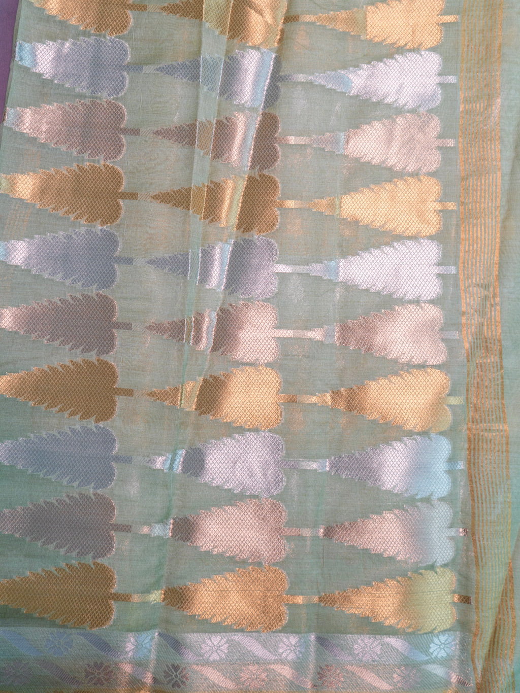Green Pochampally Zari Cotton Saree