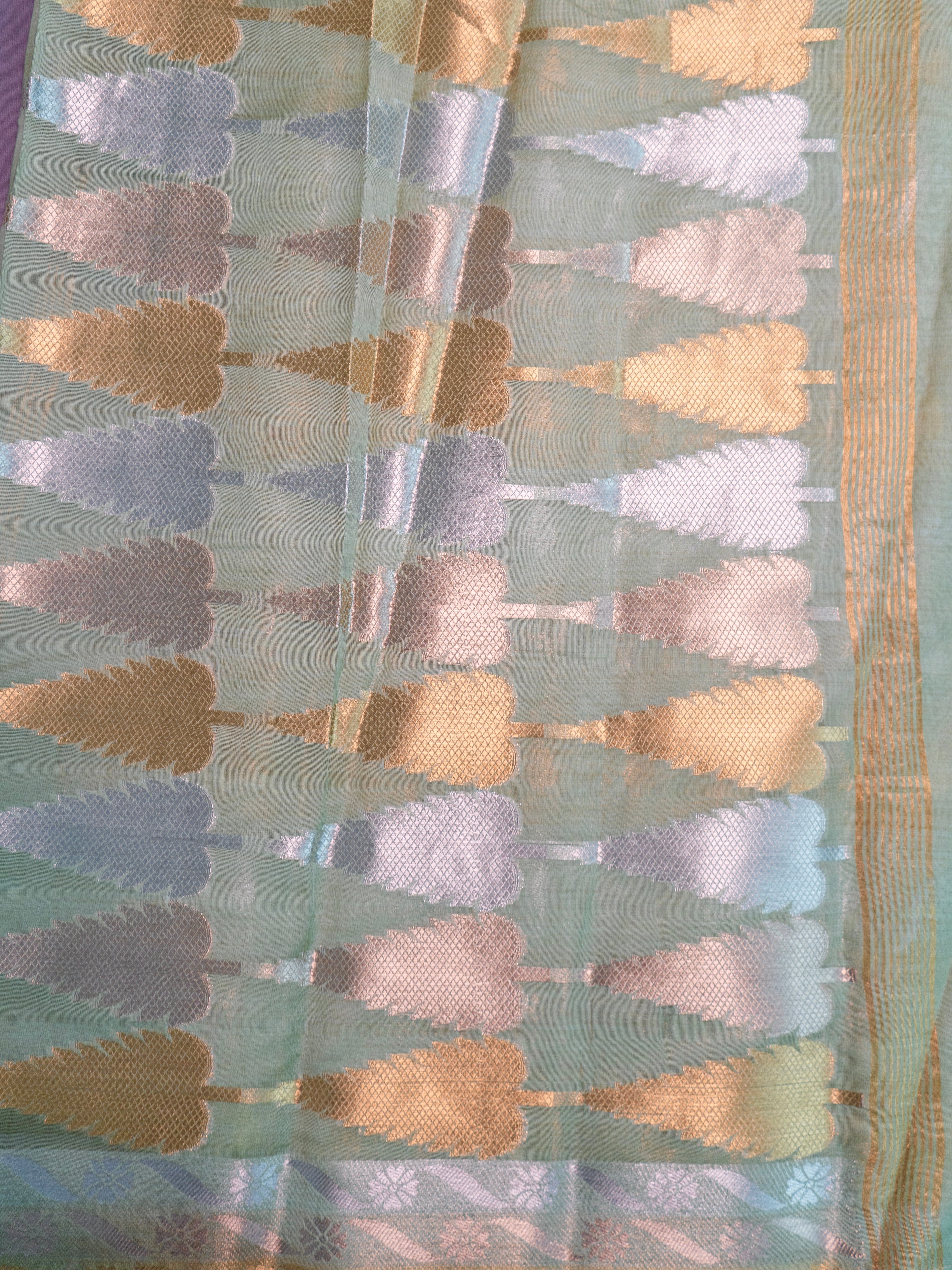 Green Pochampally Zari Cotton Saree