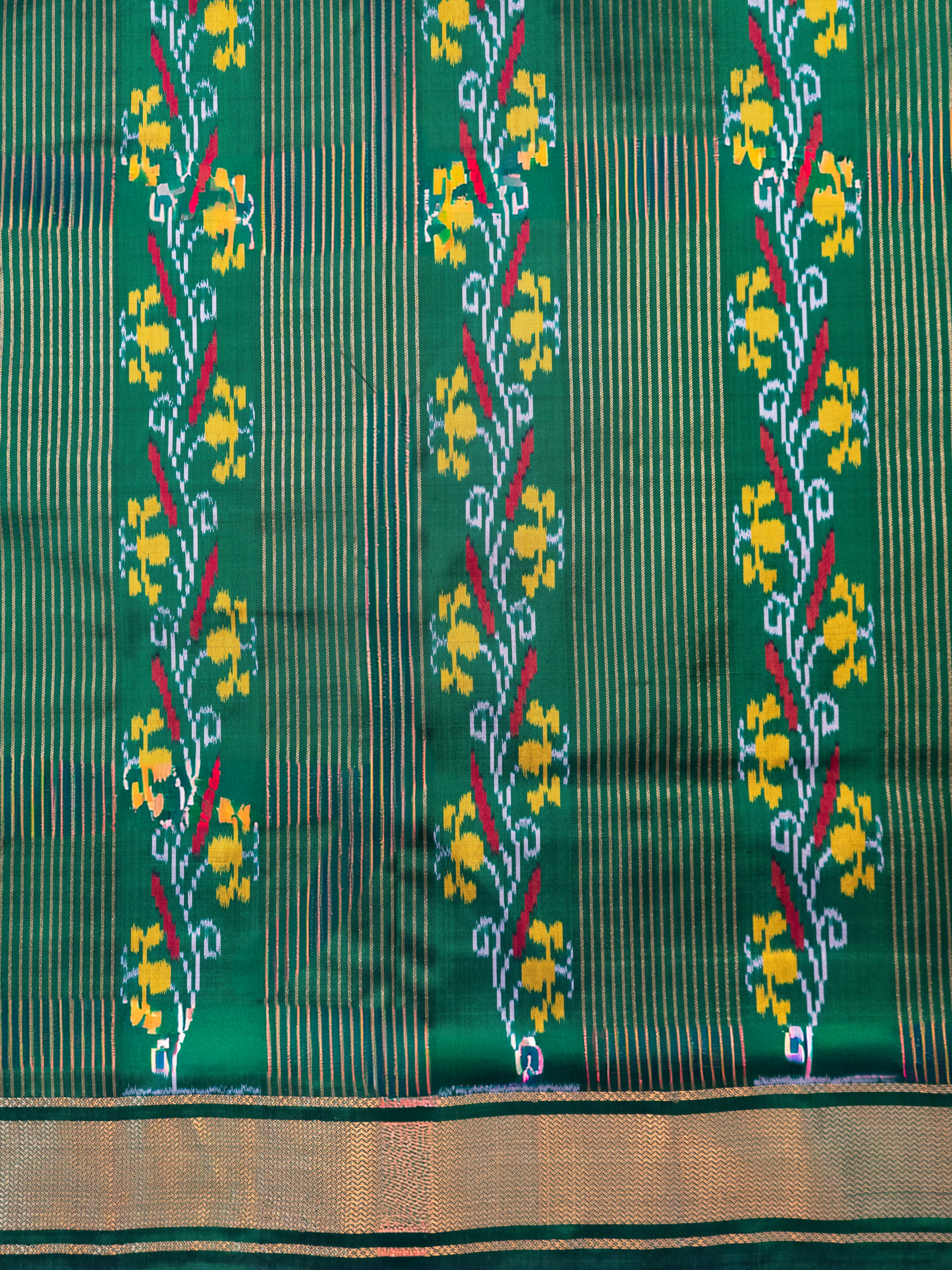 Bottle Green Pochampally Silk Saree