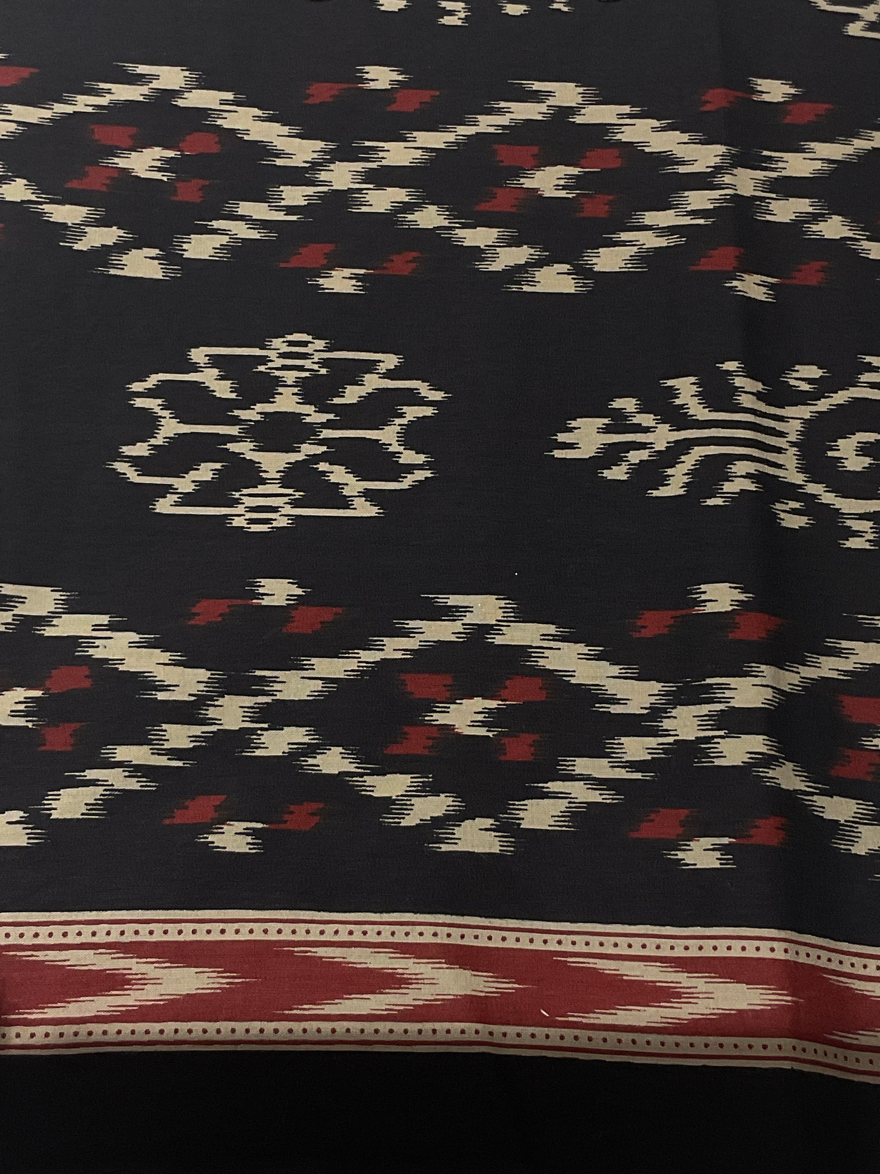 Black Pochampally Thaan Fabric
