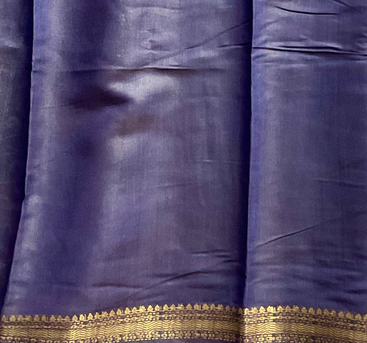 Pedana Kalamkari Hand-Block Soft Silk Saree in Royal Blue with Navy Designer Pallu & Gold Border