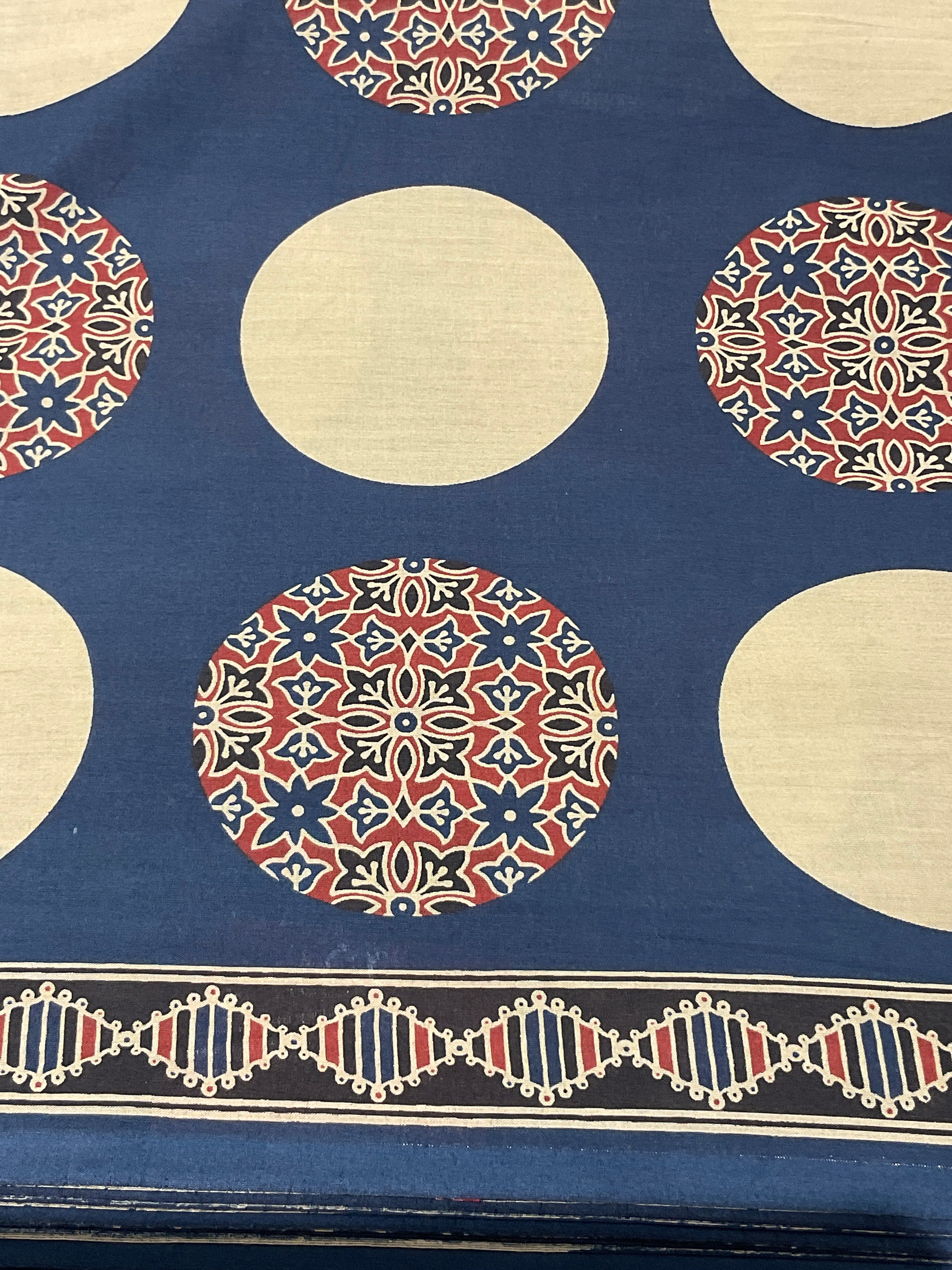 Blue Kalamkari Patch Print Fabric