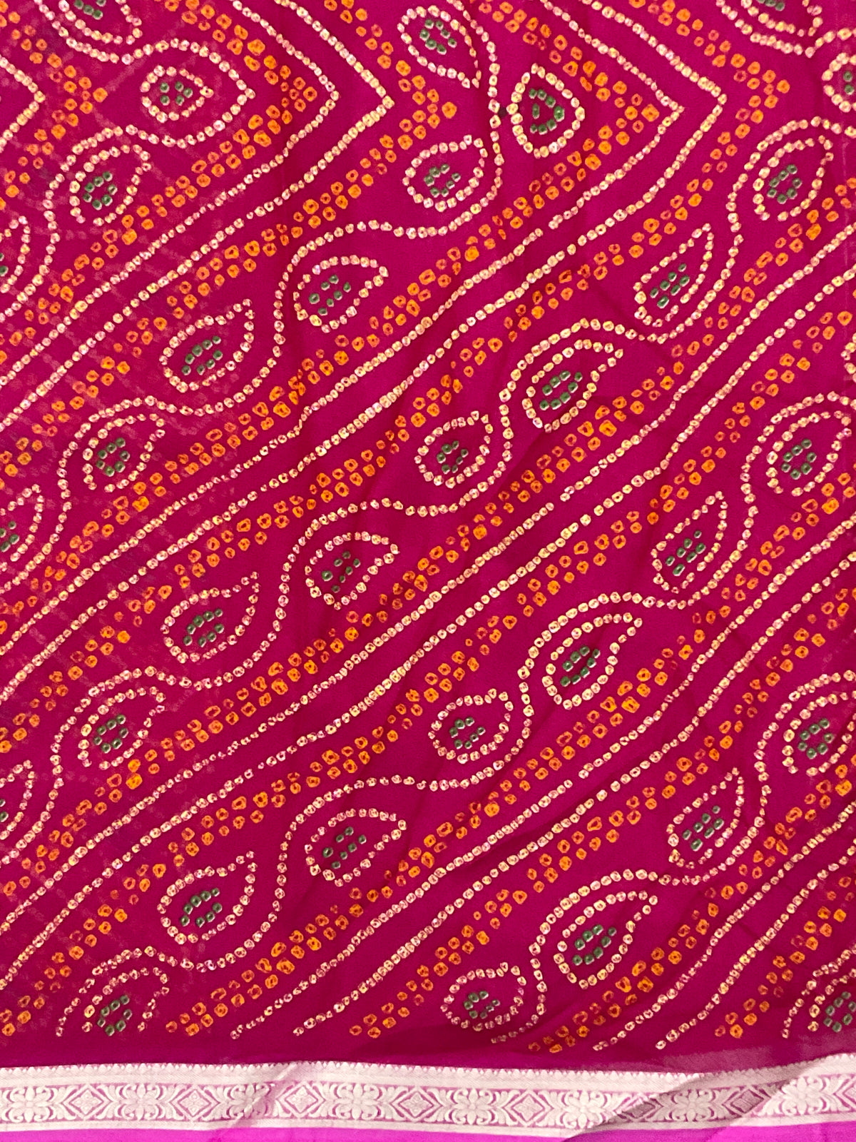Bandini Printed Georgette Saree with Golden Weaving Border, Designer Pallu & Blouse – Pink