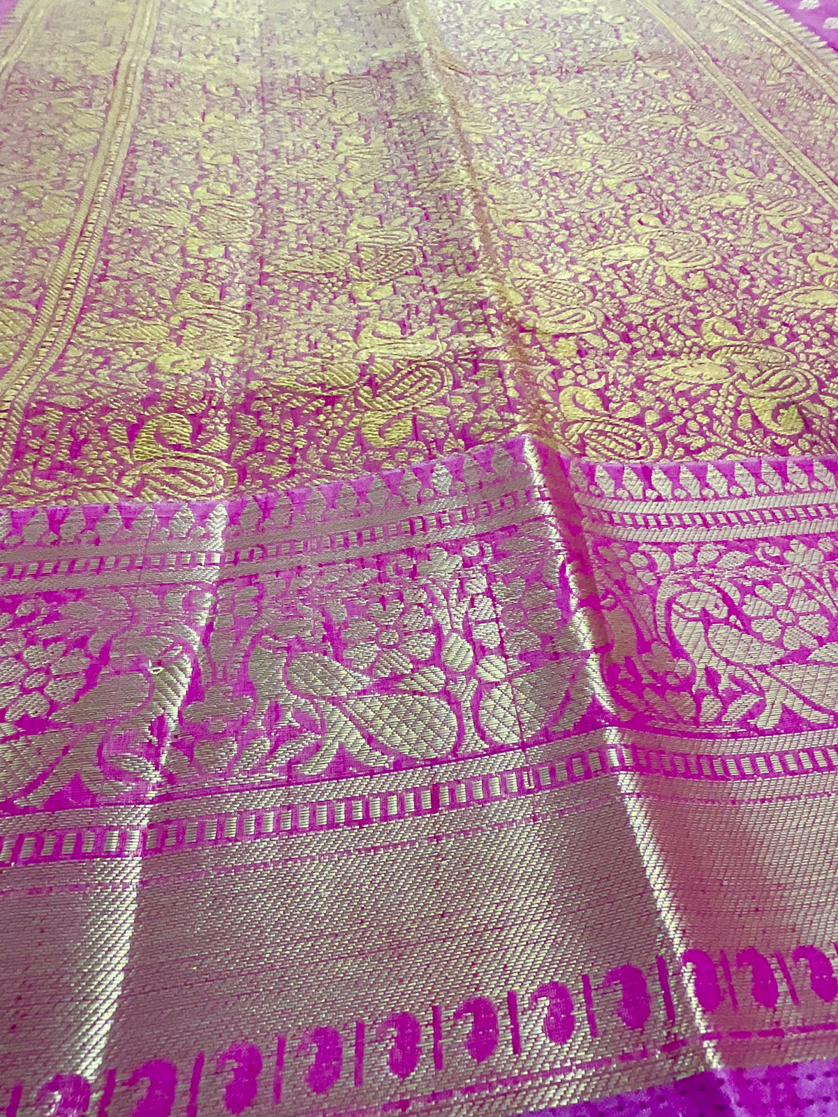 Pink handloom cotton silk saree with zari butti