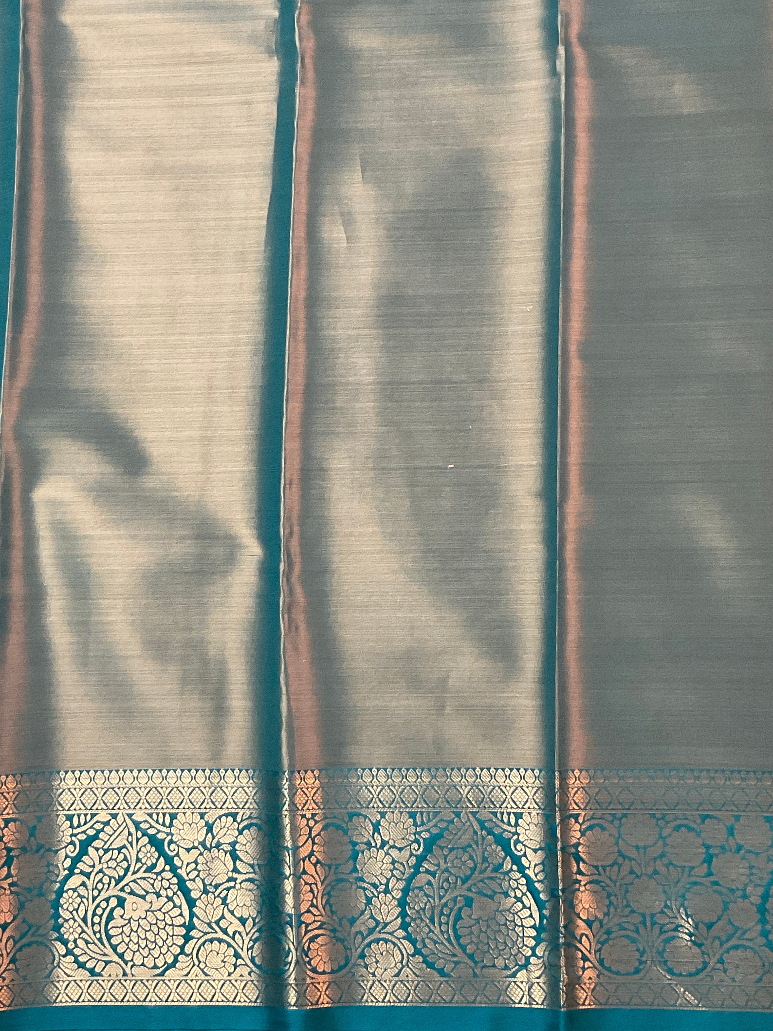 Orange Kanchipattu Silk Saree with Contrast Green Border & Pallu