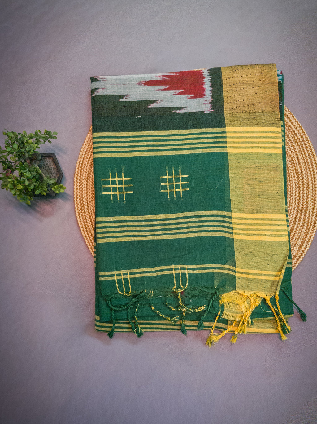 Off White Pochampally Patola Cotton Saree