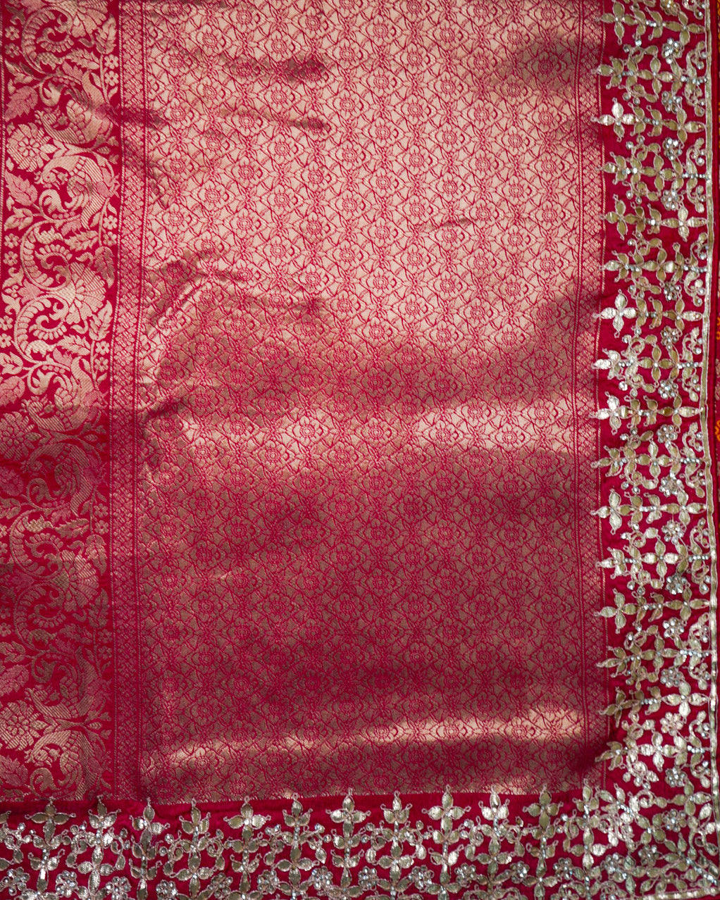 Pink Pure Silk Bandhani Saree – Heavy Embroidery with Zari Pallu Designer Saree