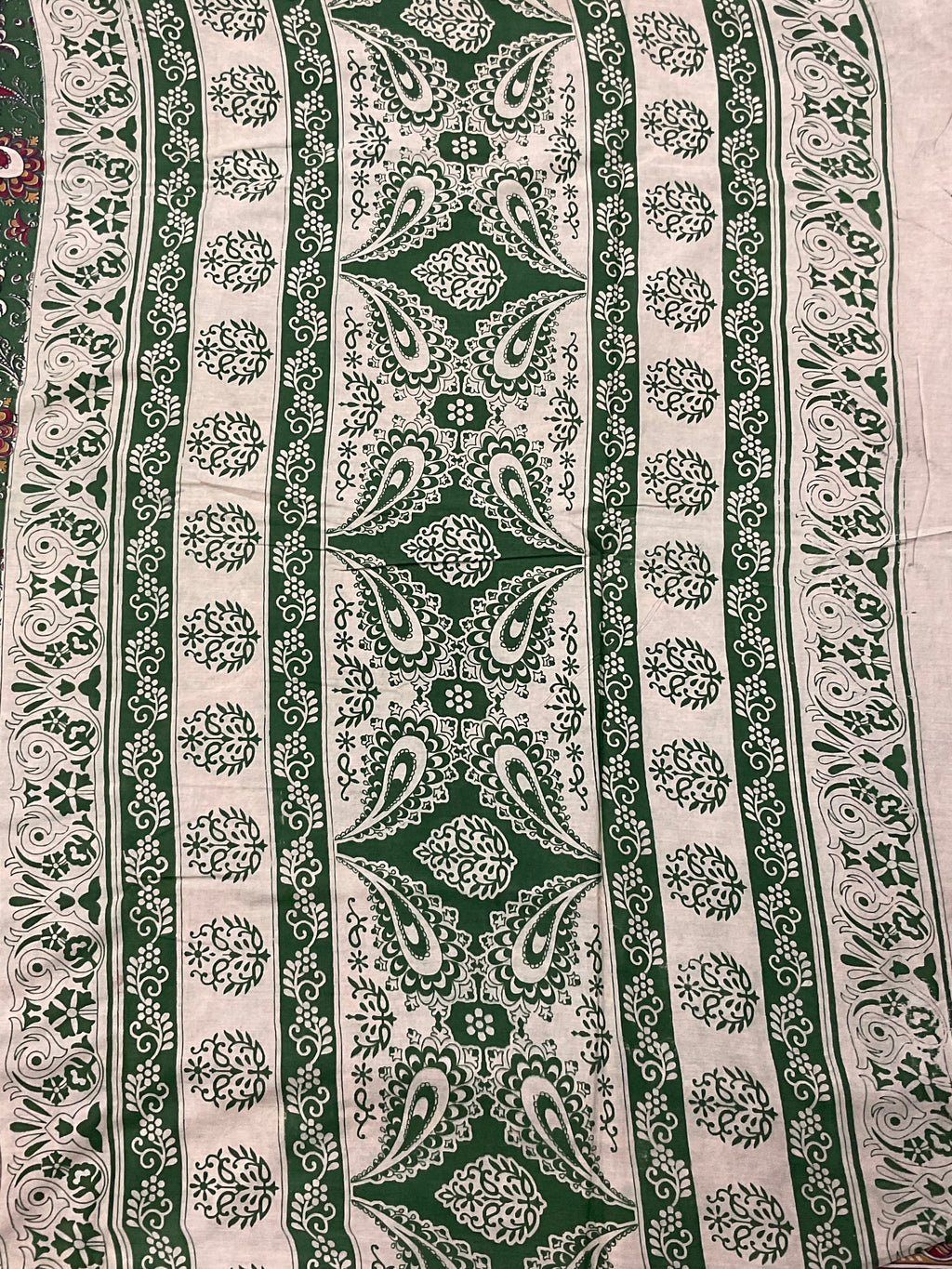 Kalamkari Hand Block Print Mul Cotton Saree – Green | With Blouse Piece
