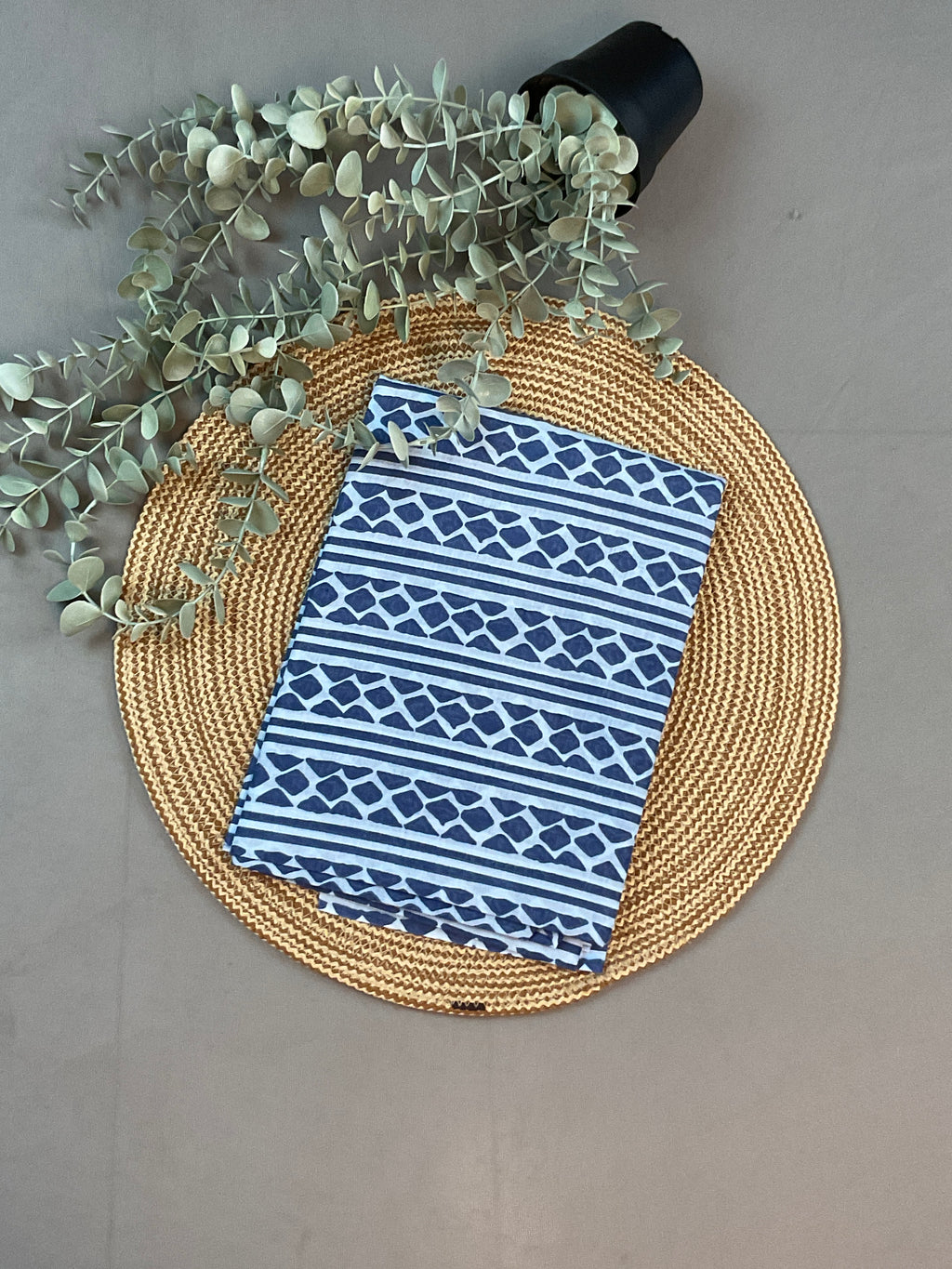 Blue Kalamkari Floral Dress Material