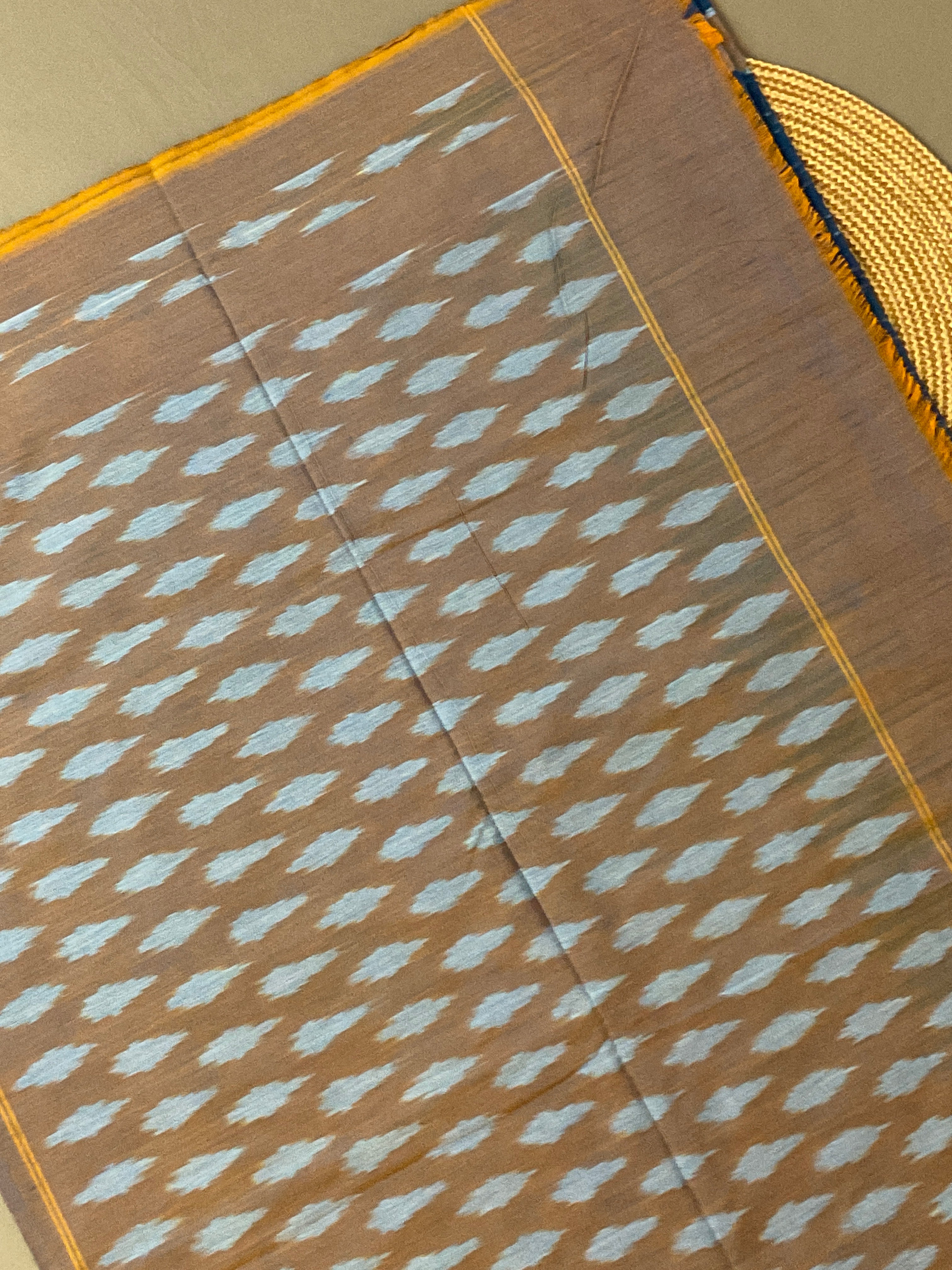 Blue Pochampally Ikat Handloom Cotton Saree with Contrast Pallu – Without Blouse