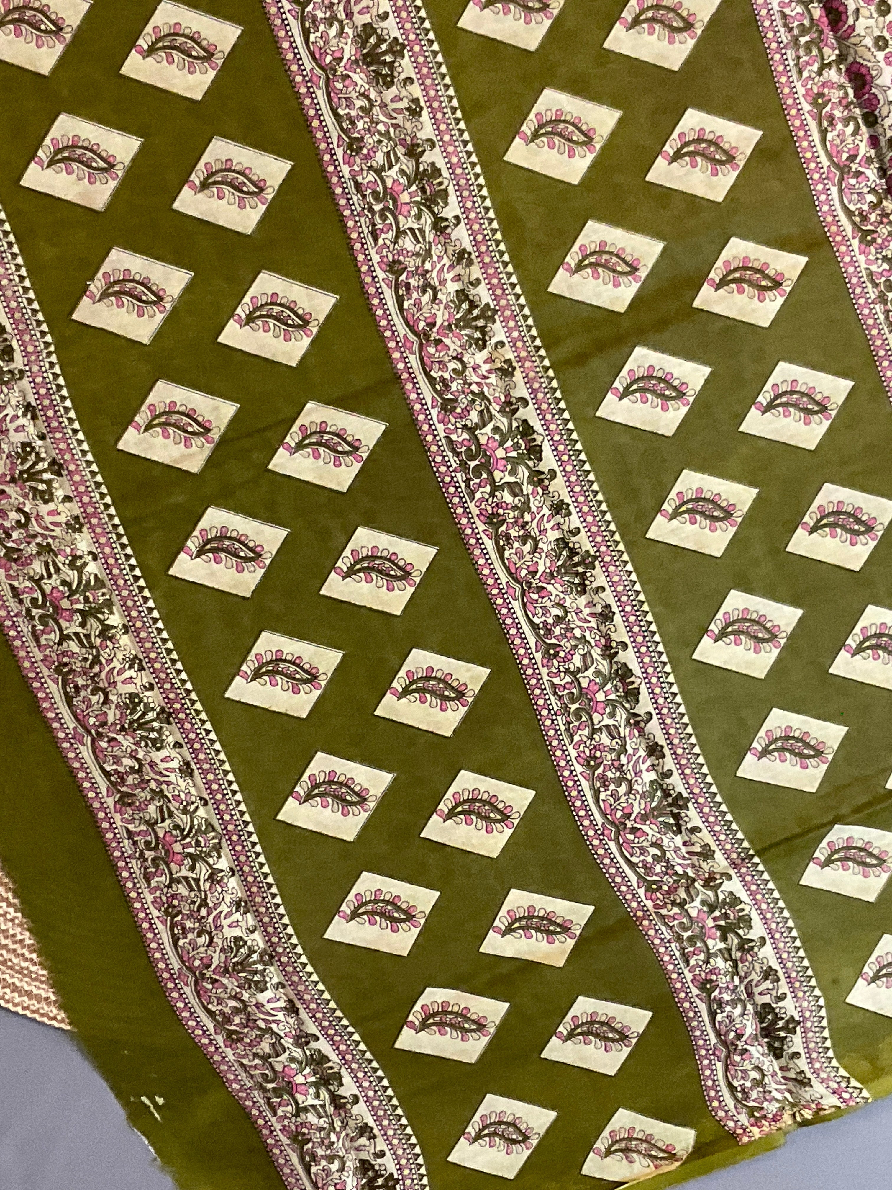 Pista Green Kalamkari Floral Printed Cotton Saree with Blouse