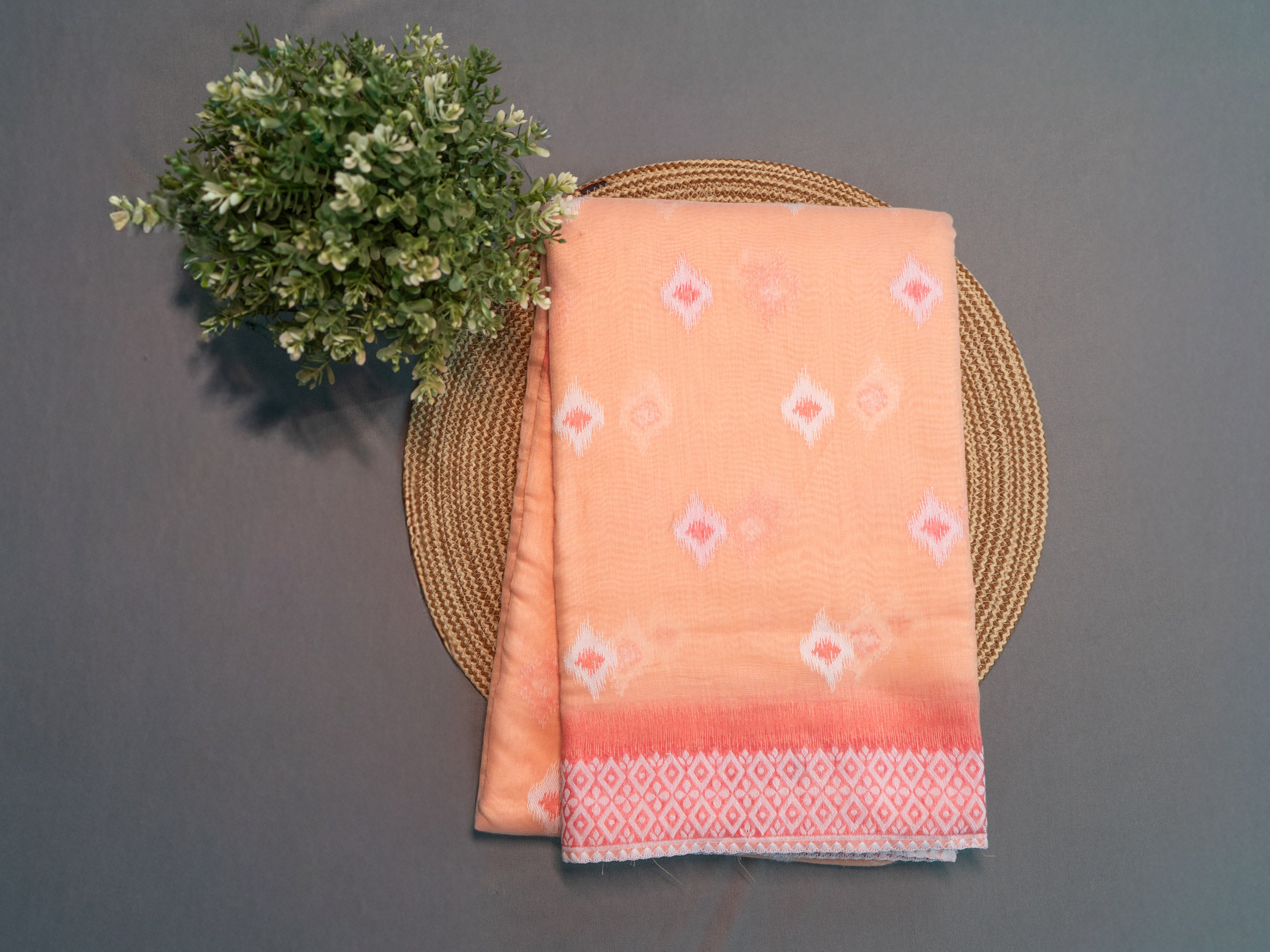 Orange Pochampally Cotton Saree