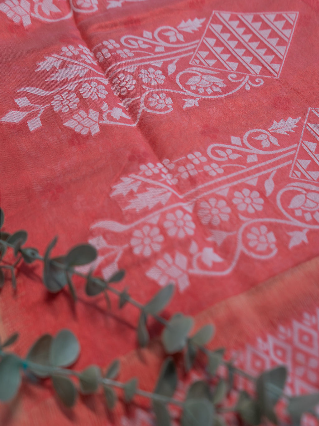 Orange Pochampally Cotton Saree