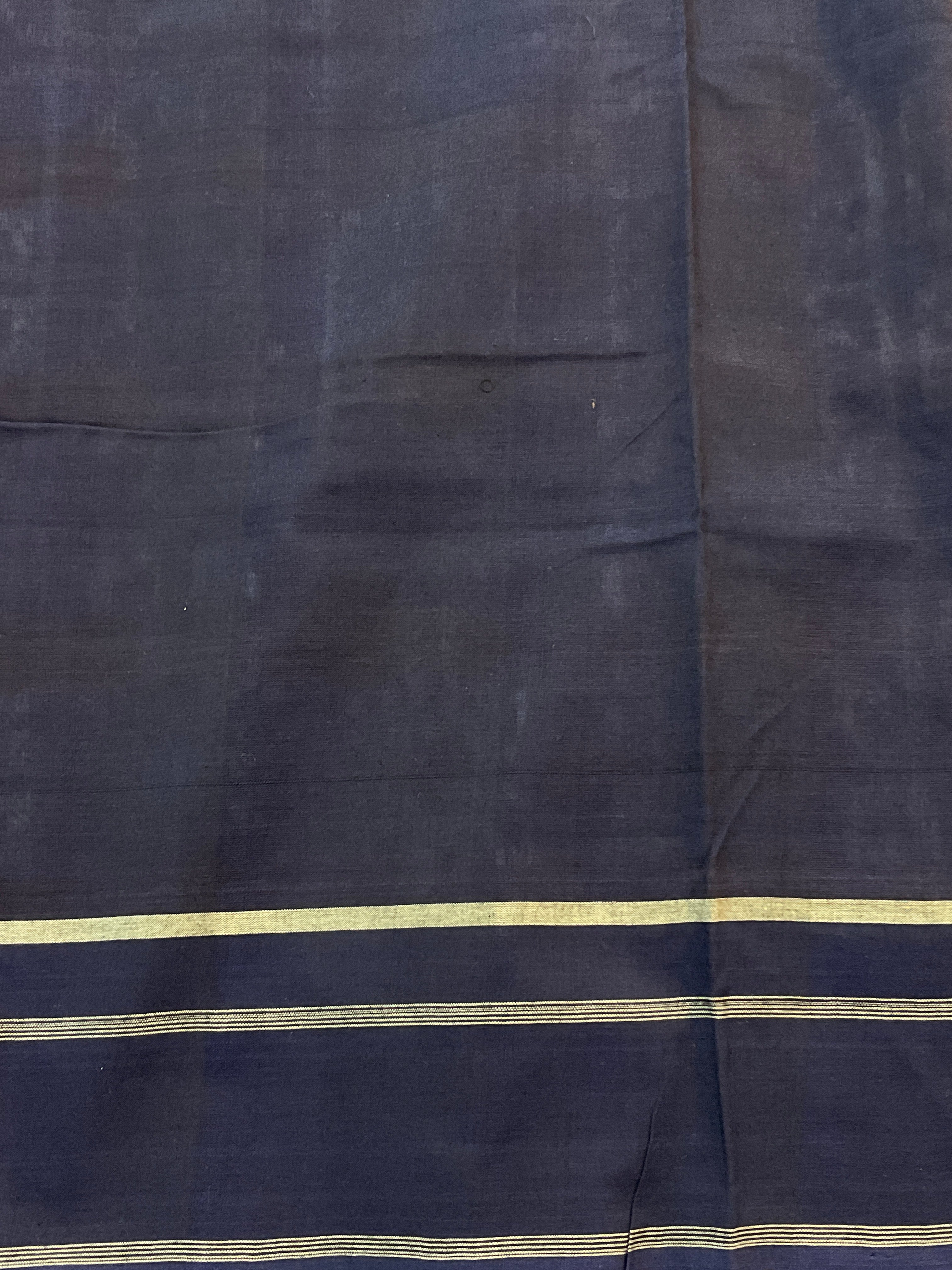 Pochampally Mercerised Handloom Cotton Saree with Designer Blue Pallu & Blouse